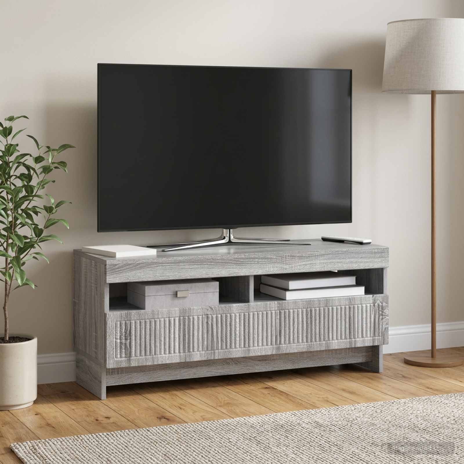 LED televizoriaus spintelė Pilka Sonoma Apdirbta mediena