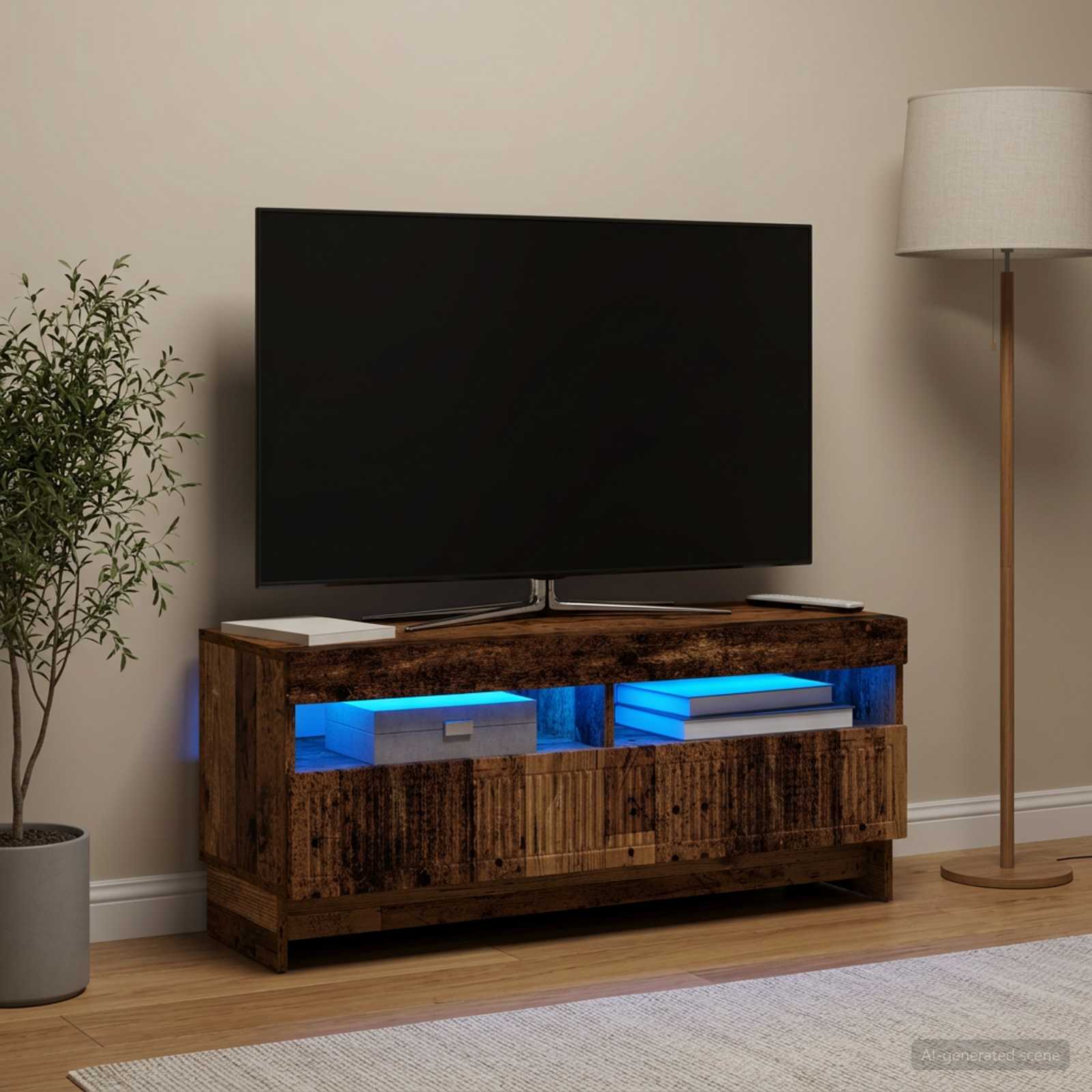 LED televizoriaus spintelė Sendintos medienos Apdirbta mediena