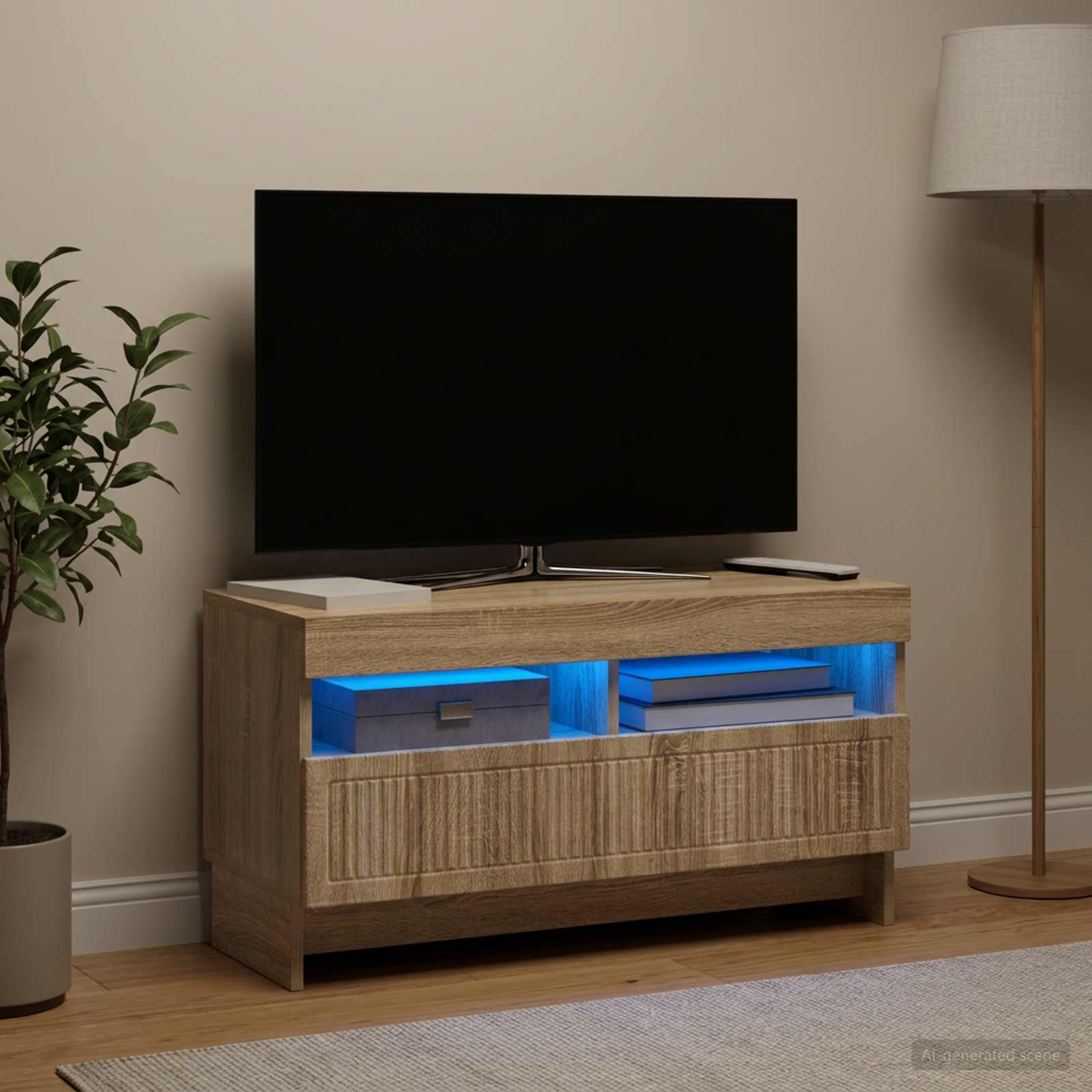 LED televizoriaus spintelė Sonoma ąžuolas Apdirbta mediena