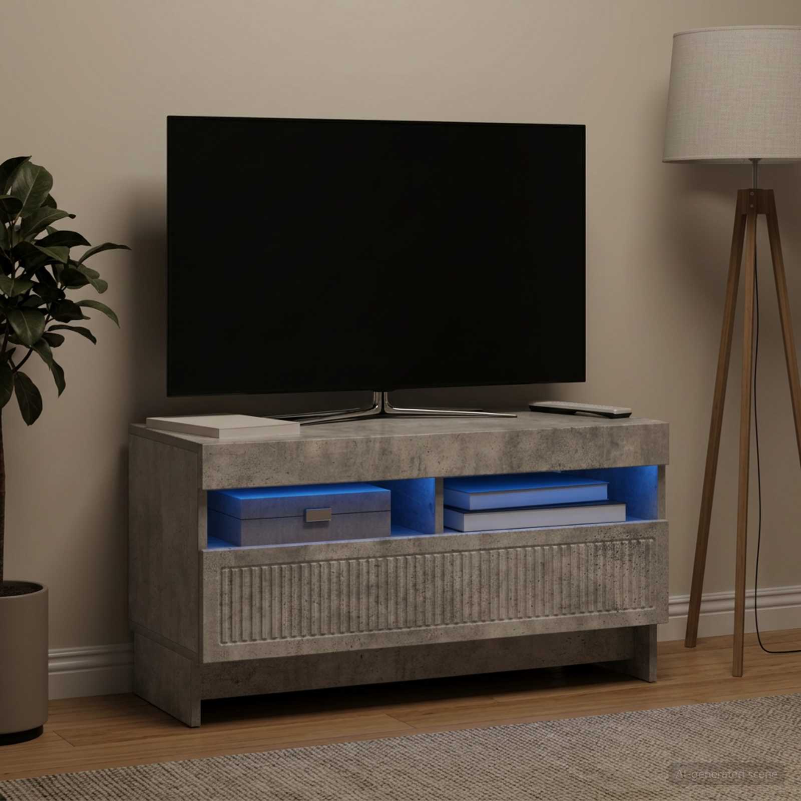 LED televizoriaus spintelė Betono pilka Apdirbta mediena