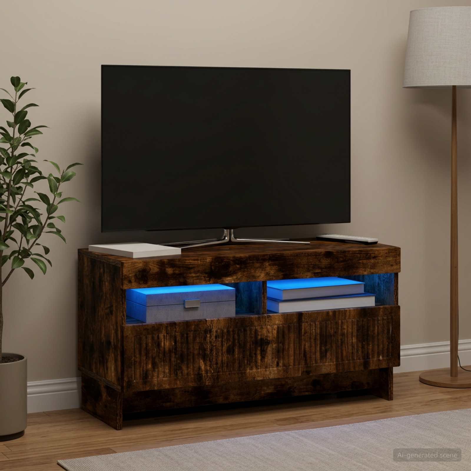 LED televizoriaus spintelė Dūminio ąžuolo Apdirbta mediena