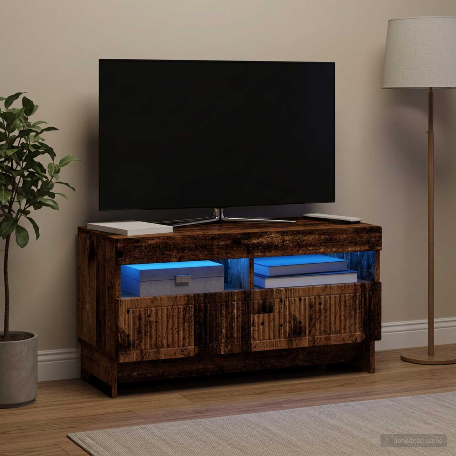 LED televizoriaus spintelė Sendintos medienos Apdirbta mediena