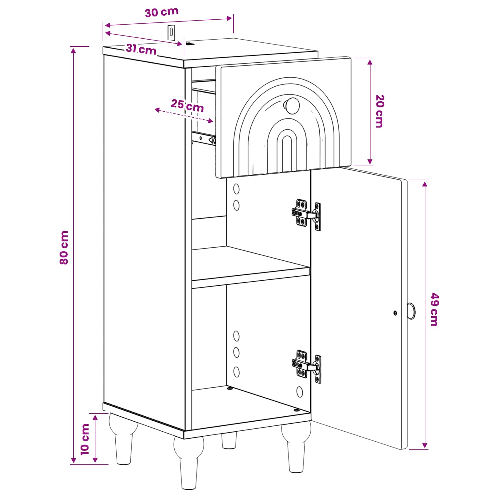 Vonios saugojimo spintelė ALKMAAR Dūminio ąžuolo