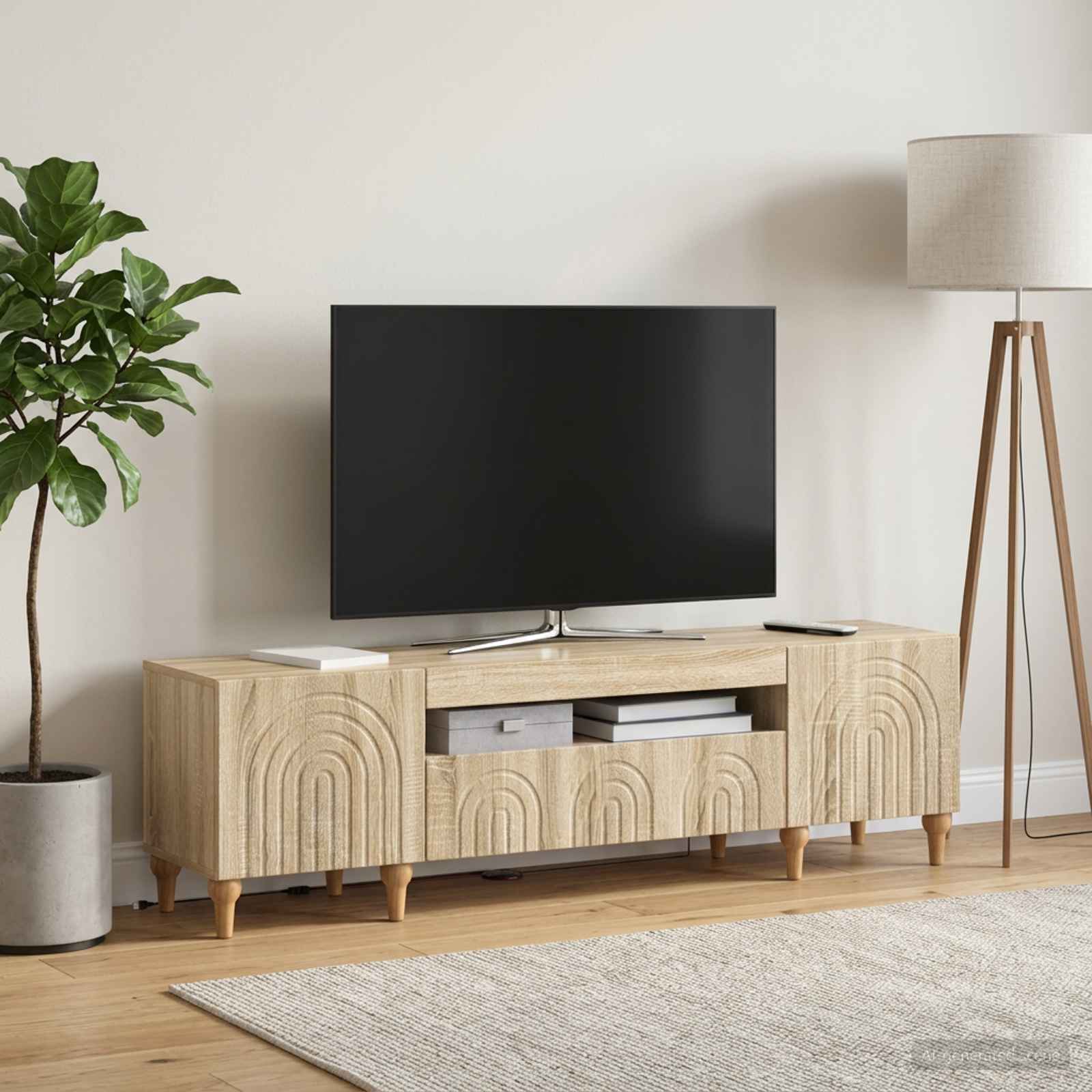LED televizoriaus spintelė Sonoma ąžuolas Apdirbta mediena