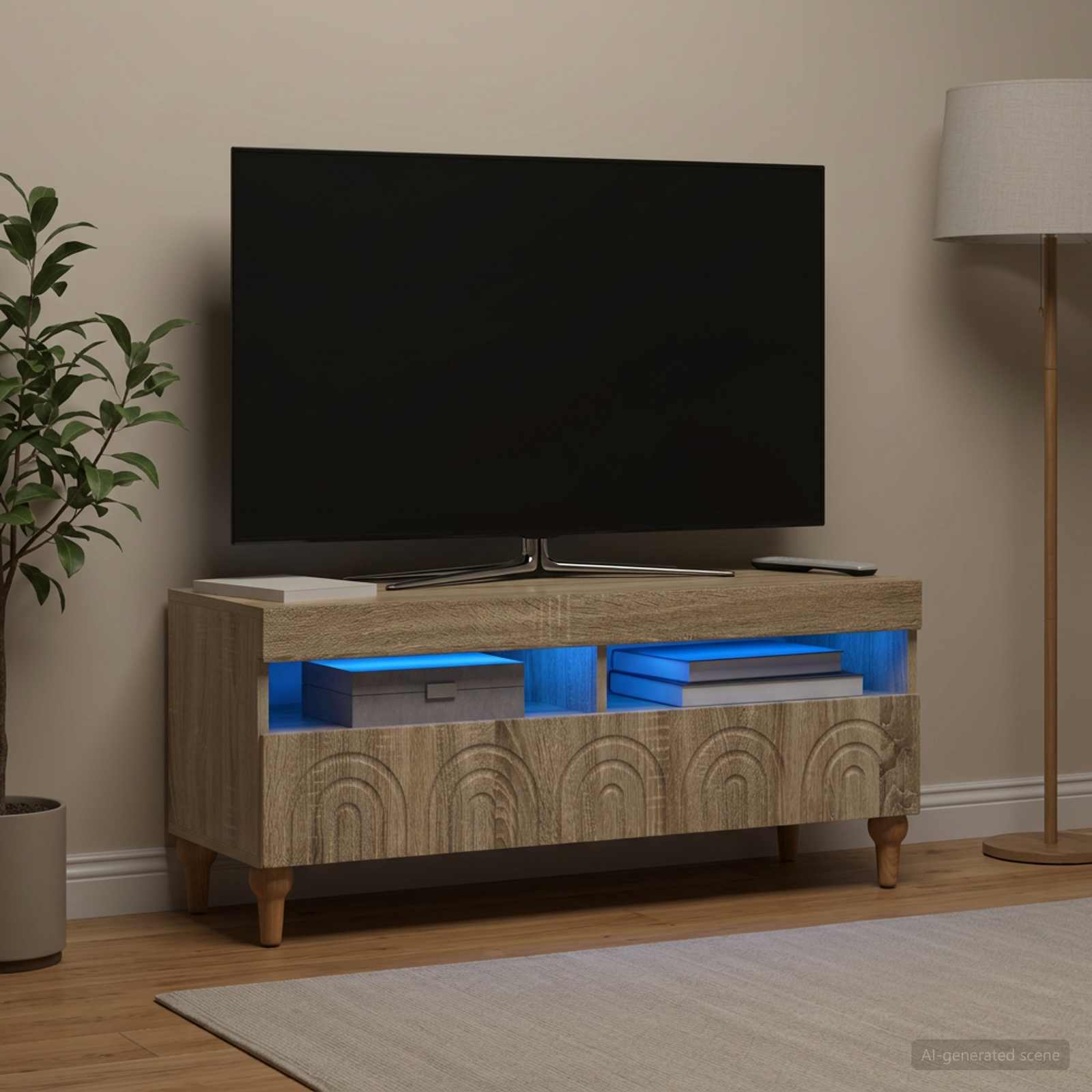 LED televizoriaus spintelė Sonoma ąžuolas Apdirbta mediena