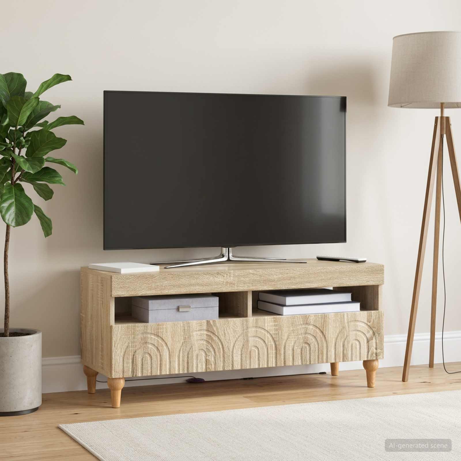 LED televizoriaus spintelė Sonoma ąžuolas Apdirbta mediena