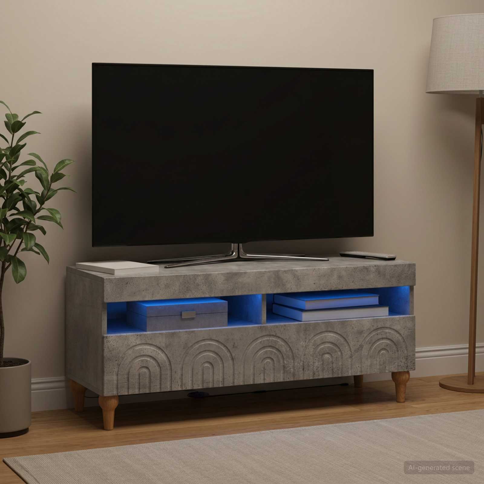 LED televizoriaus spintelė Betono pilka Apdirbta mediena