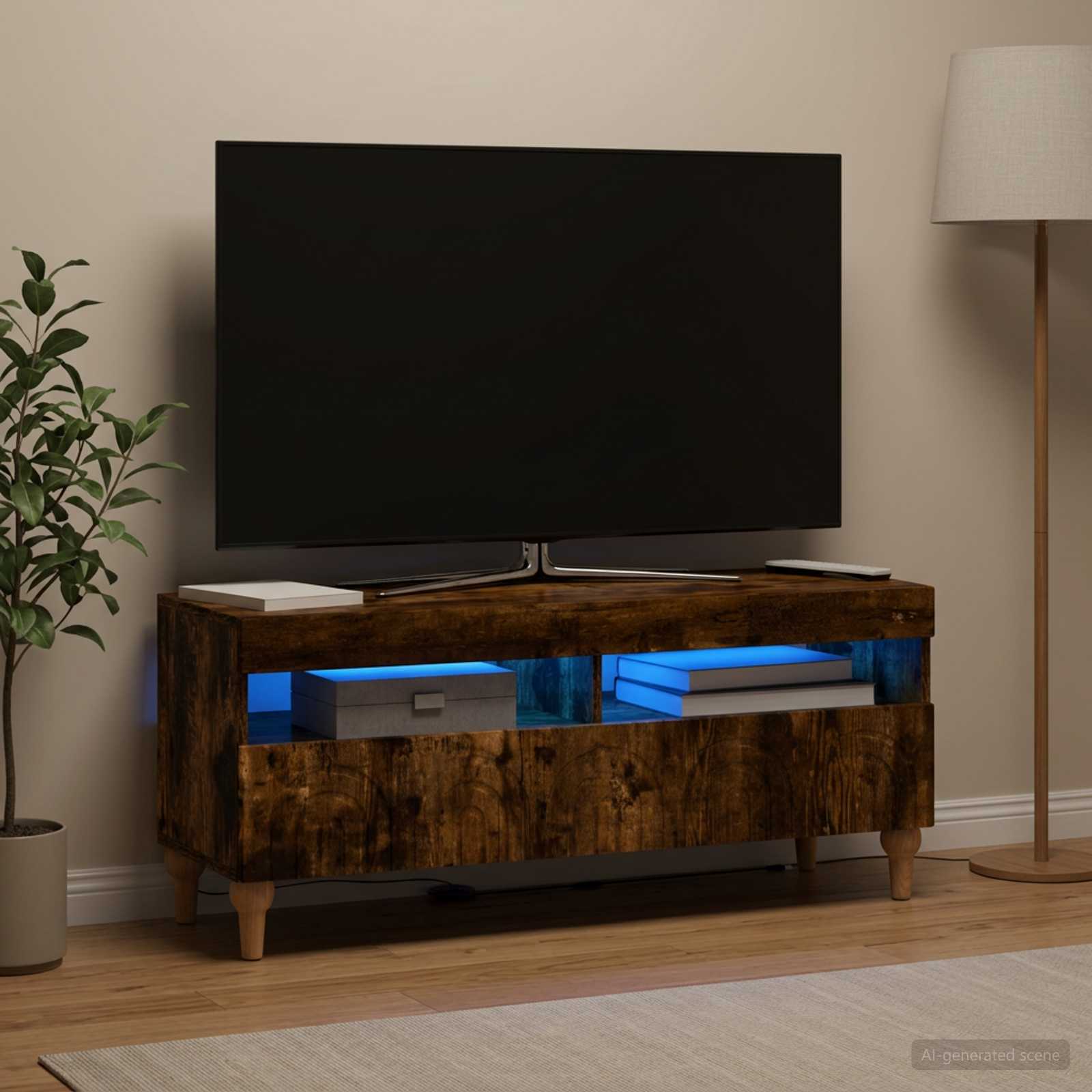 LED televizoriaus spintelė Dūminio ąžuolo Apdirbta mediena