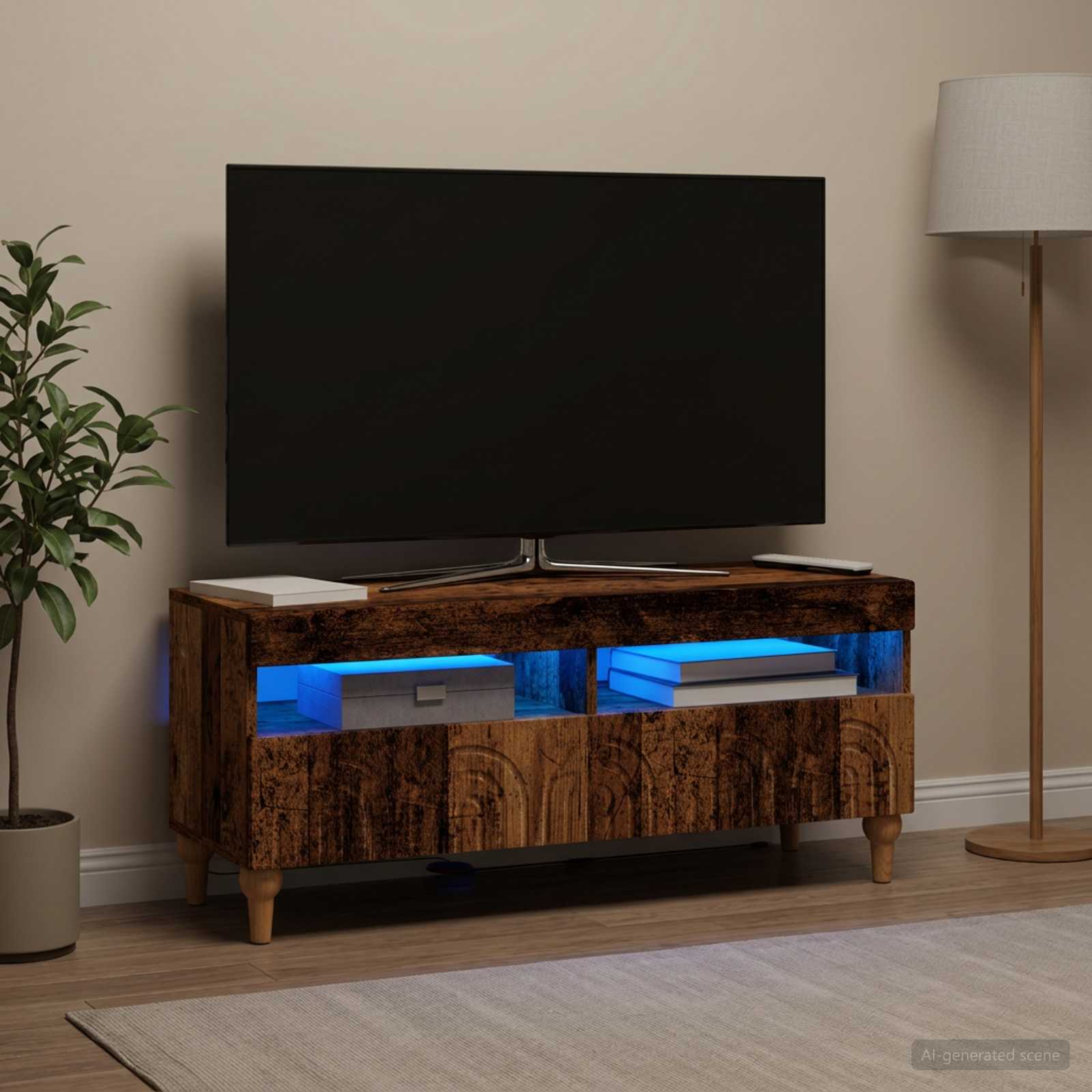 LED televizoriaus spintelė Sendintos medienos Apdirbta mediena