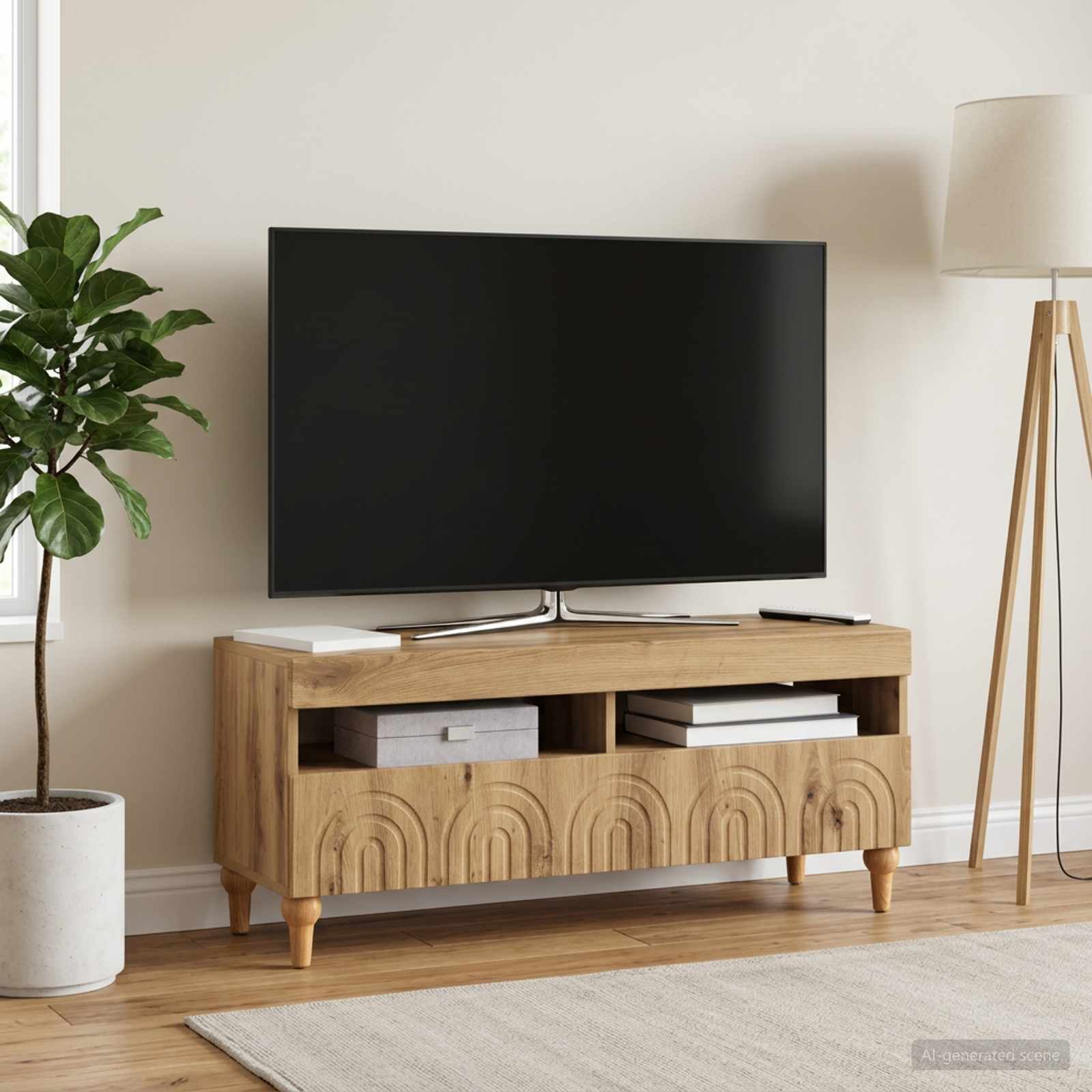 LED televizoriaus spintelė Artisano ąžuolo Apdirbta mediena