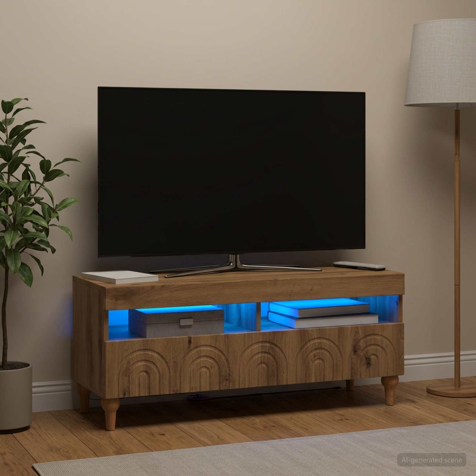 LED televizoriaus spintelė Artisano ąžuolo Apdirbta mediena