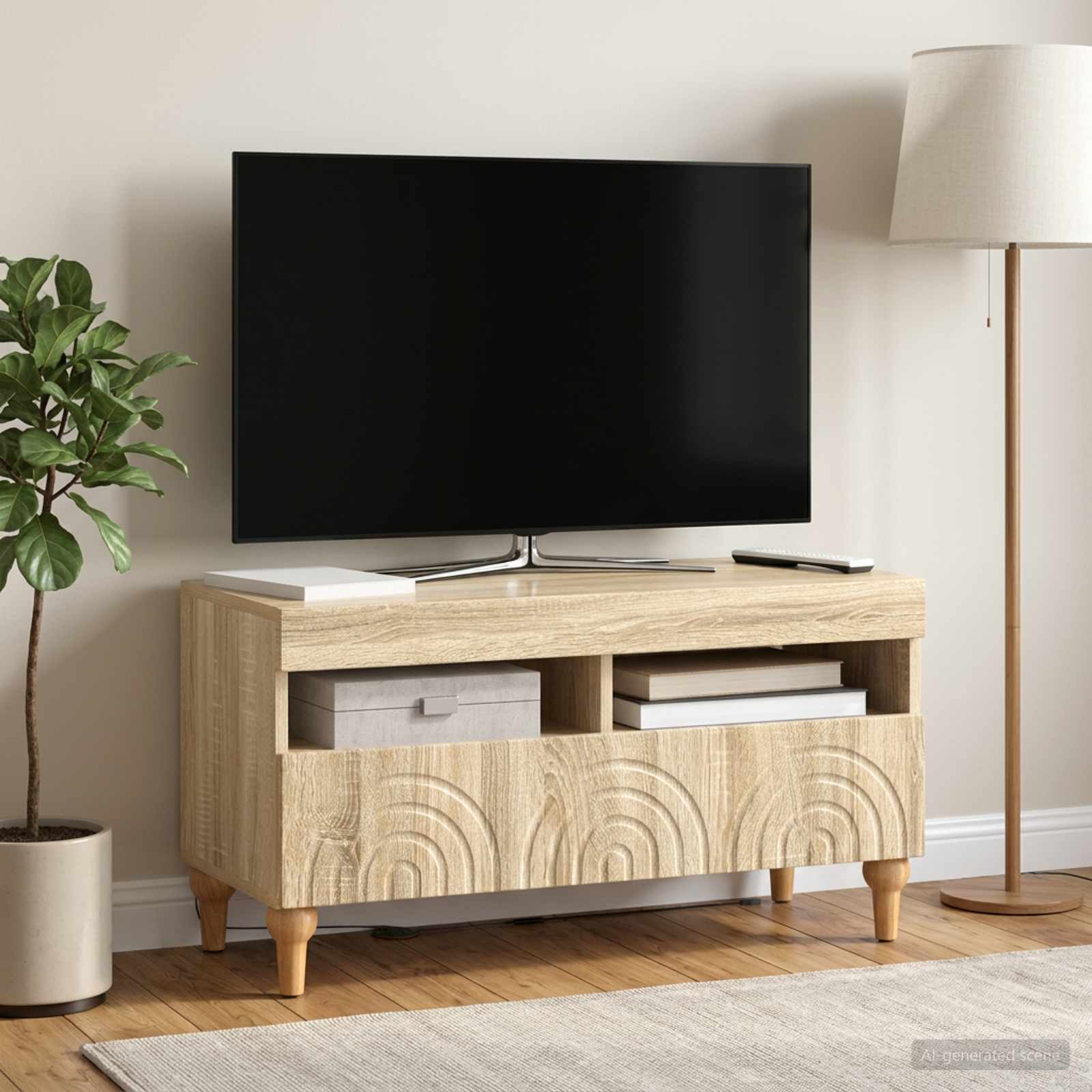 LED televizoriaus spintelė Sonoma ąžuolas Apdirbta mediena