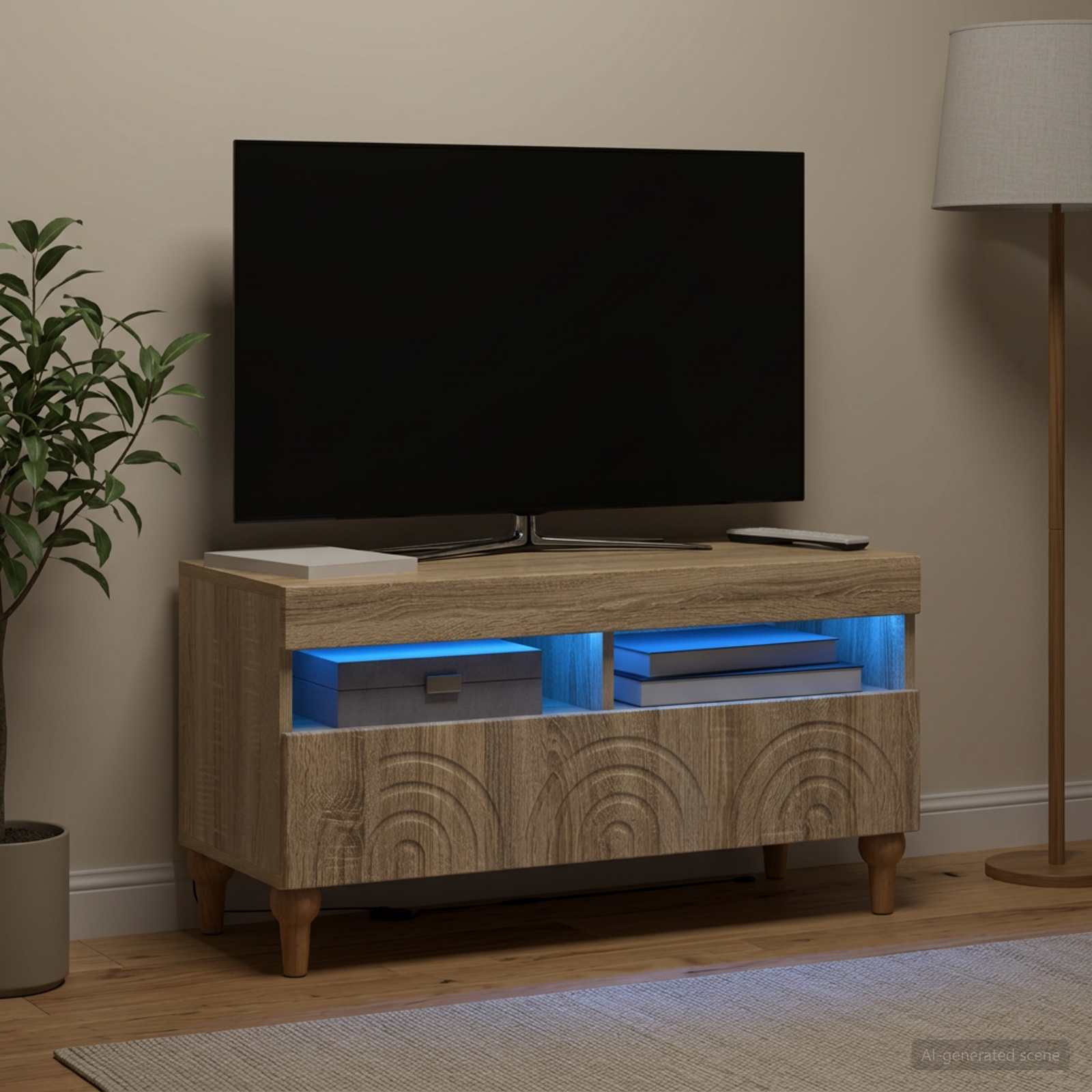 LED televizoriaus spintelė Sonoma ąžuolas Apdirbta mediena