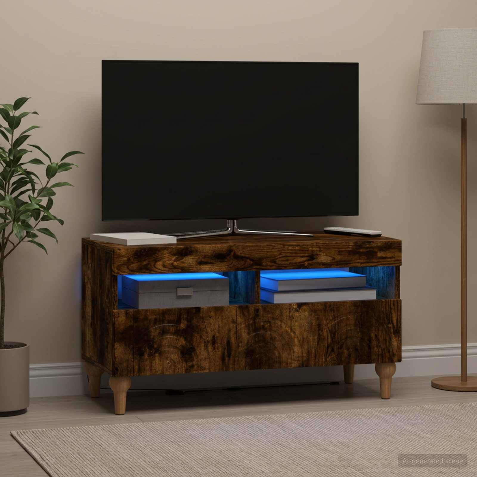 LED televizoriaus spintelė Dūminio ąžuolo Apdirbta mediena