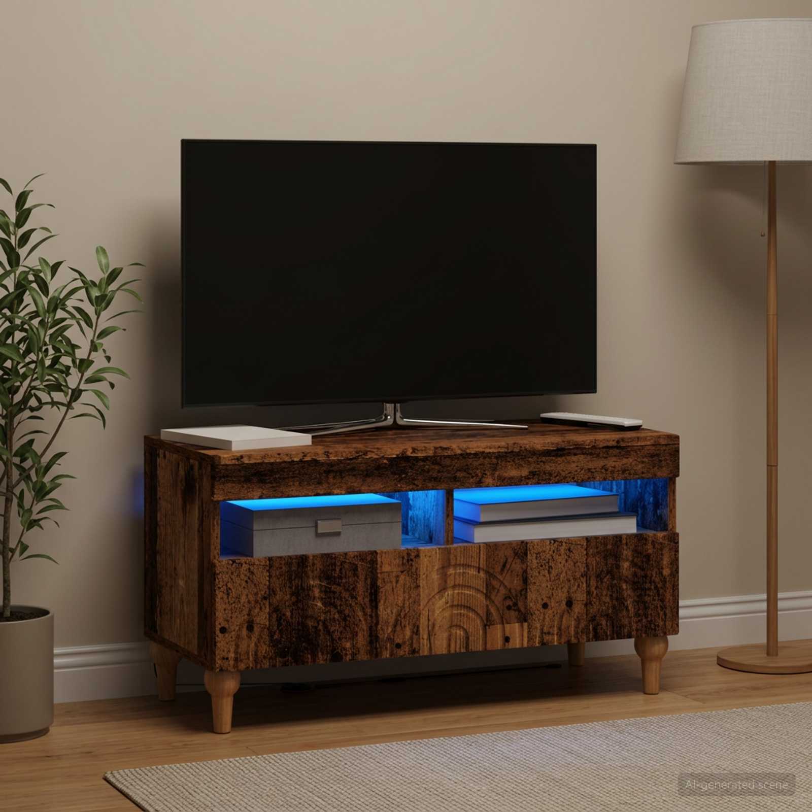 LED televizoriaus spintelė Sendintos medienos Apdirbta mediena