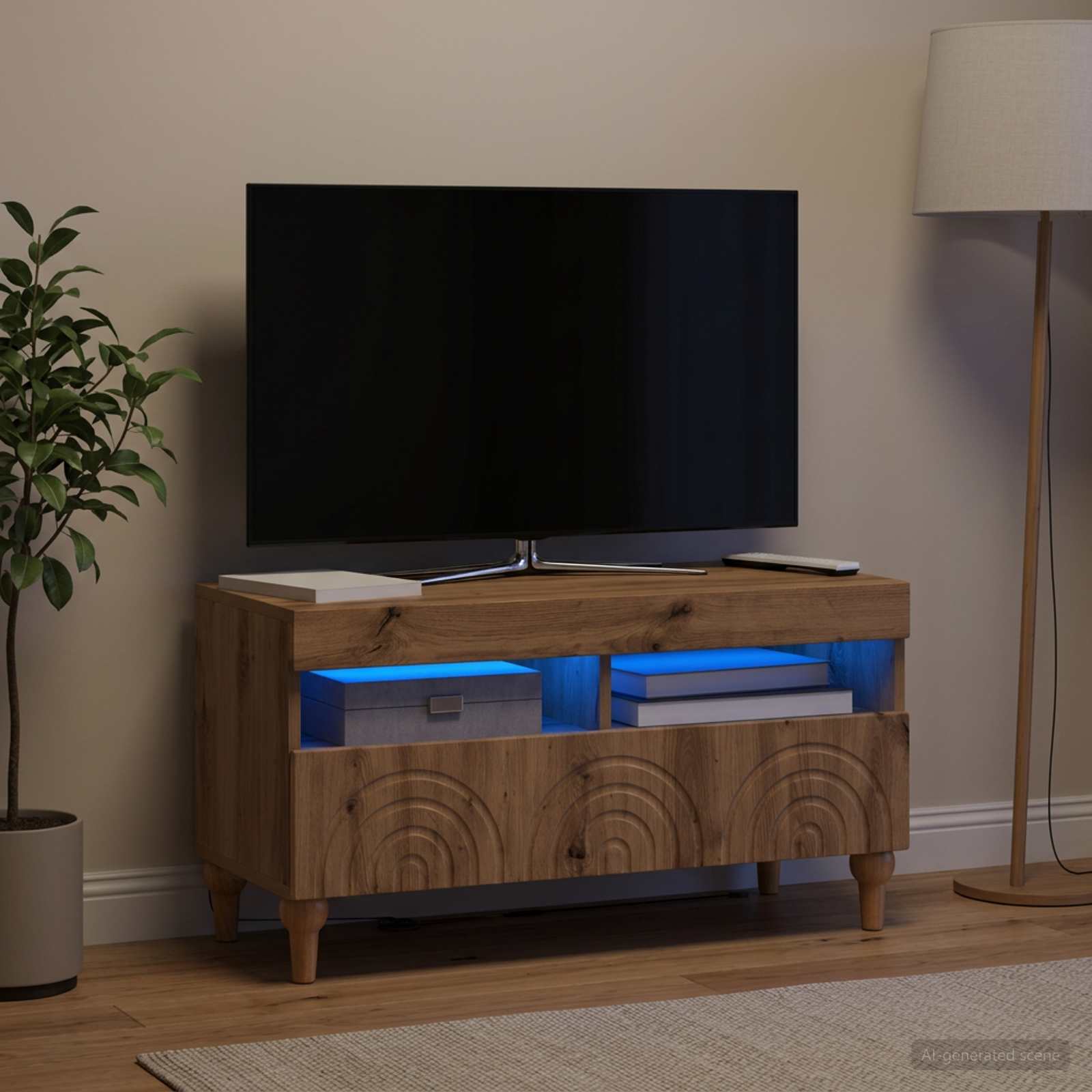 LED televizoriaus spintelė Artisano ąžuolo Apdirbta mediena