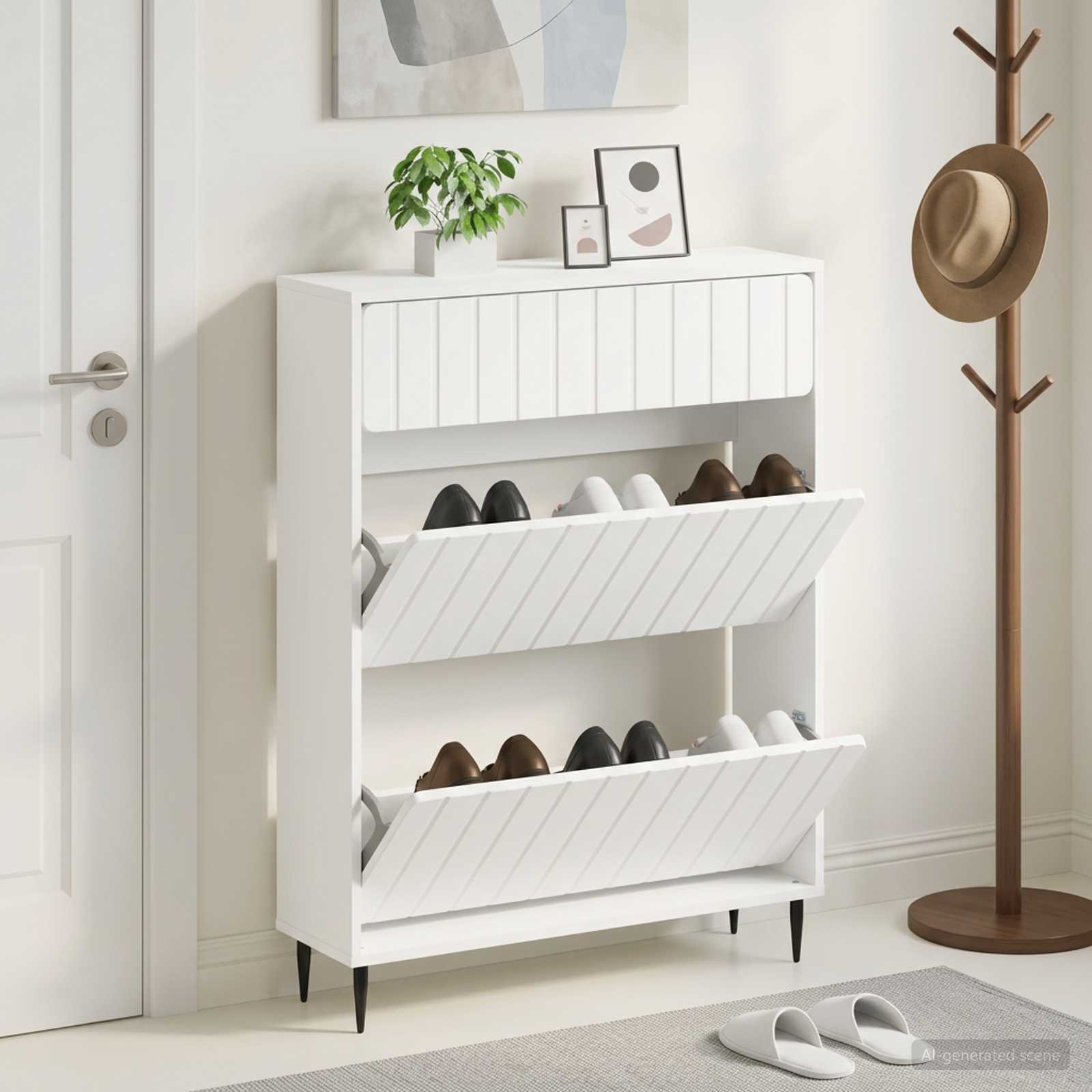Batu skrynia ZWOLLE 78 x 24 x 103 cm Apdirbta mediena Balta