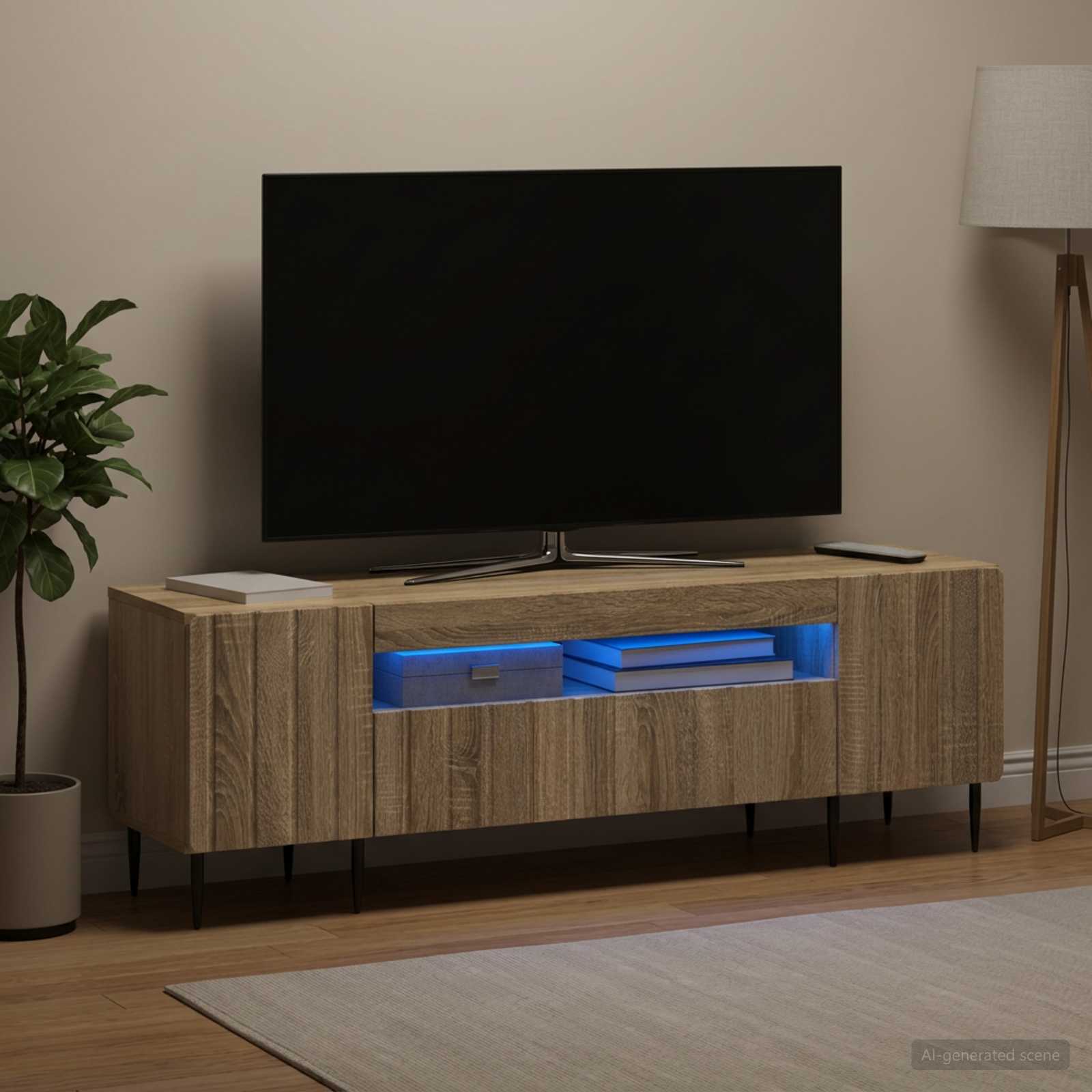 LED televizoriaus spintelė Sonoma ąžuolas Apdirbta mediena