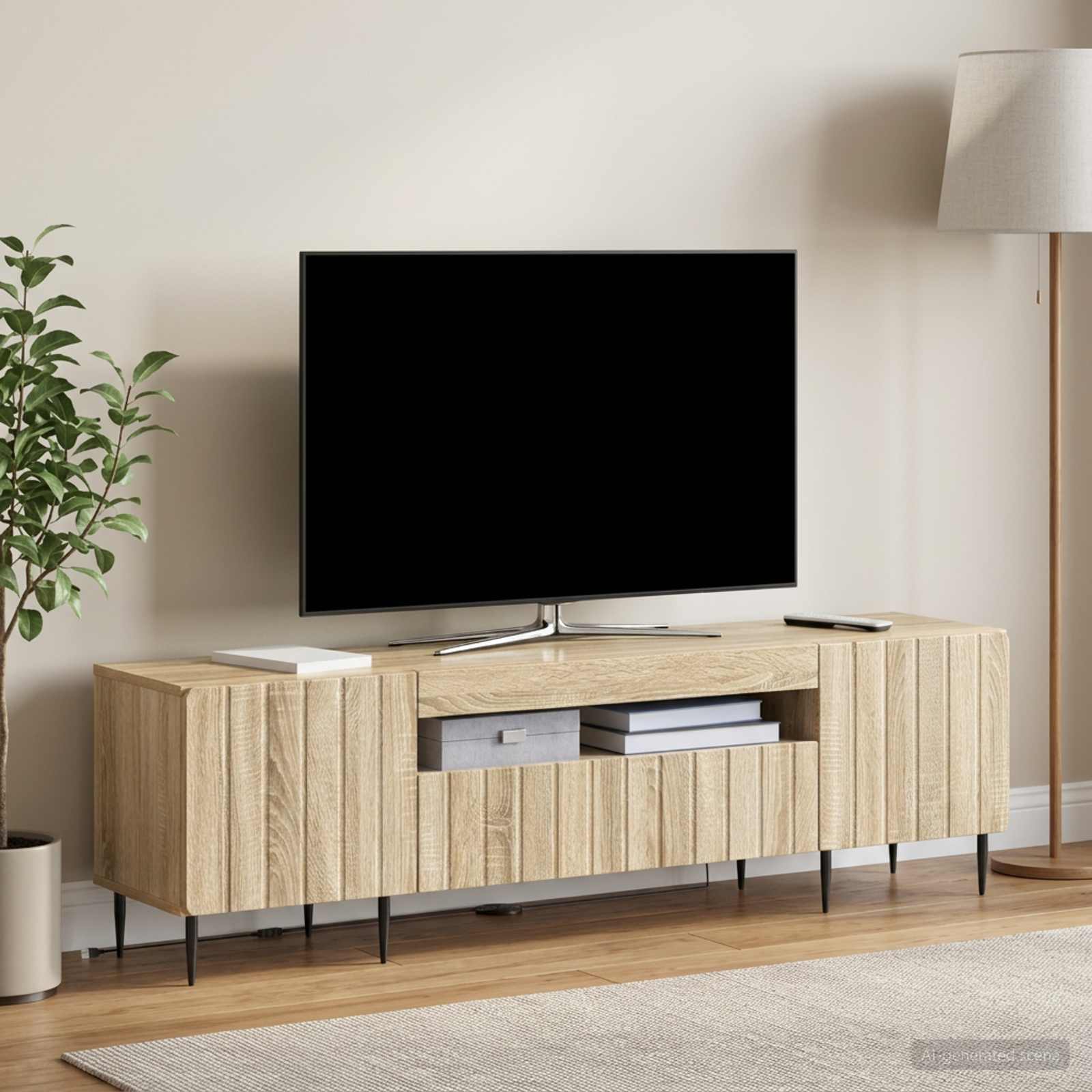 LED televizoriaus spintelė Sonoma ąžuolas Apdirbta mediena