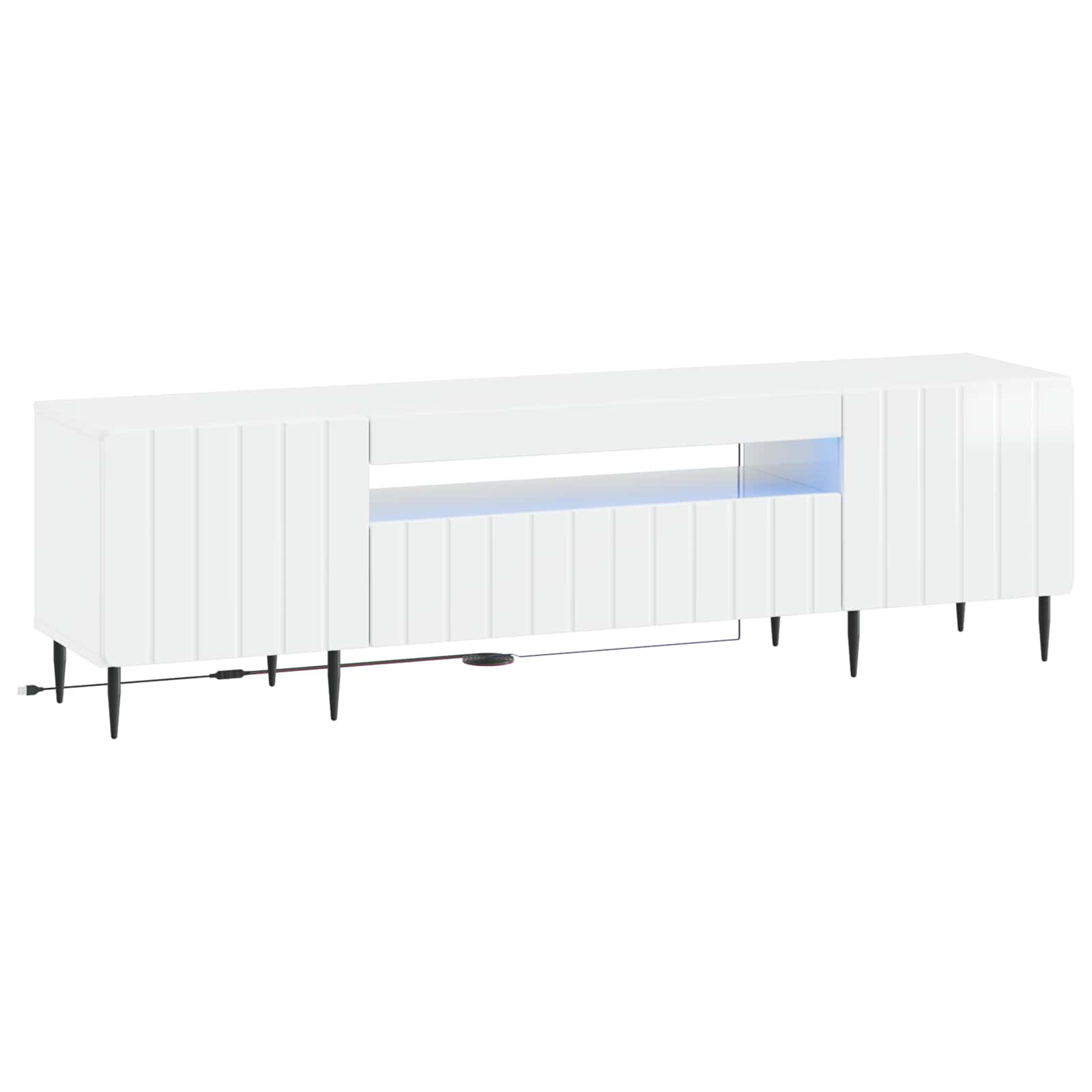 LED televizoriaus spintelė Itin blizgi balta Apdirbta mediena