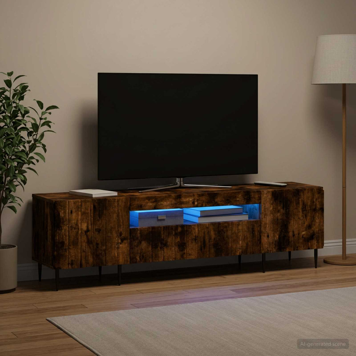 LED televizoriaus spintelė ZWOLLE Dūminio ąžuolo