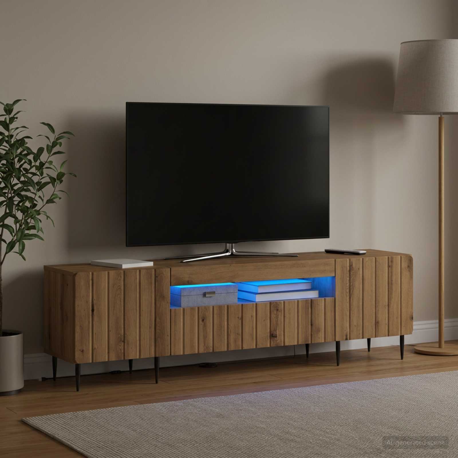 LED televizoriaus spintelė Artisano ąžuolo Apdirbta mediena