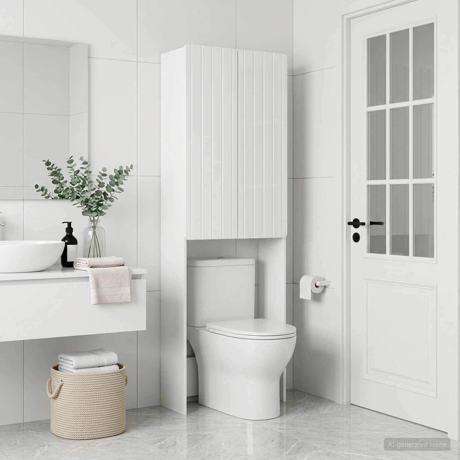 Tualeto spintelė ZWOLLE Itin blizgi balta 66 x 25,5 x 190 cm
