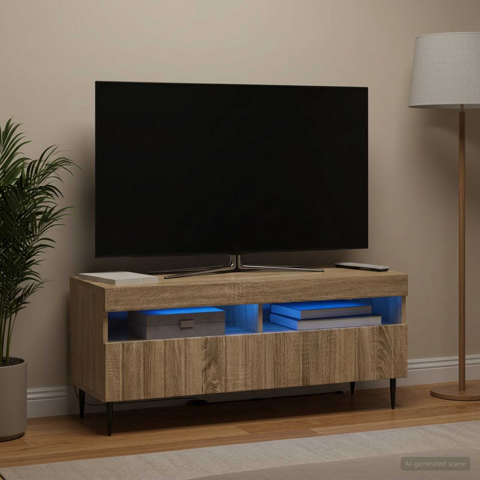 LED televizoriaus spintelė Sonoma ąžuolas Apdirbta mediena