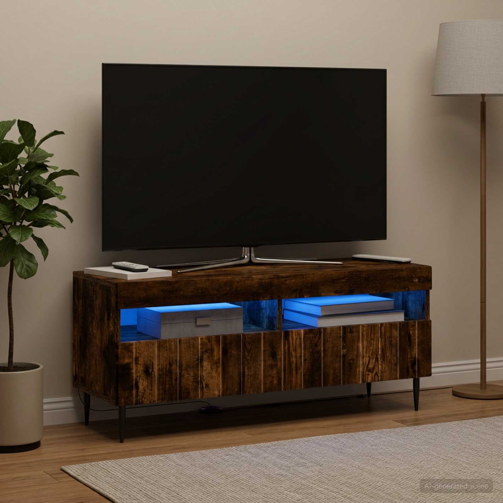 LED televizoriaus spintelė Dūminio ąžuolo Apdirbta mediena