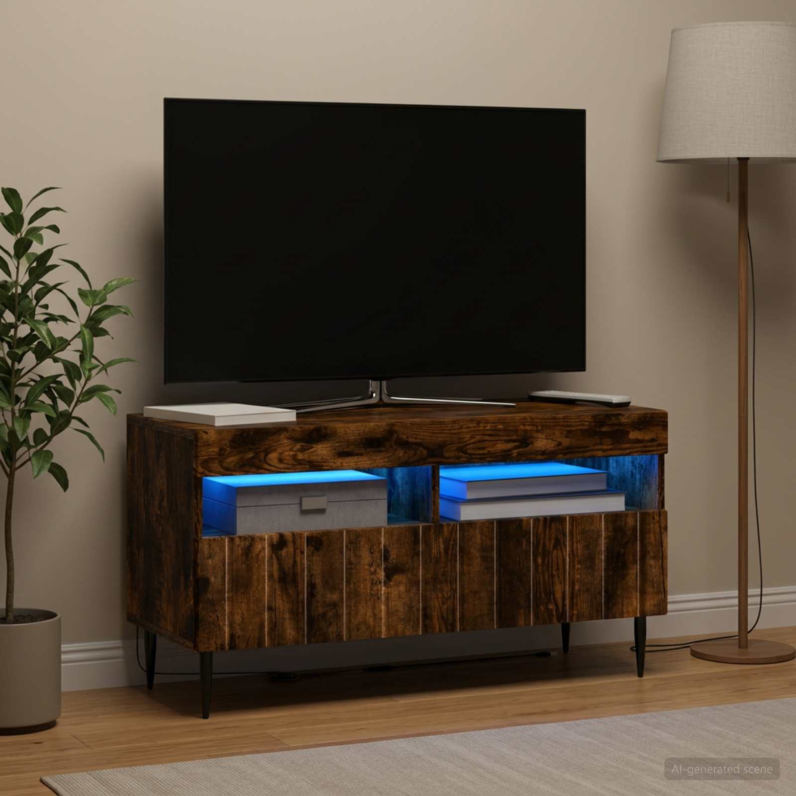 LED televizoriaus spintelė Dūminio ąžuolo Apdirbta mediena