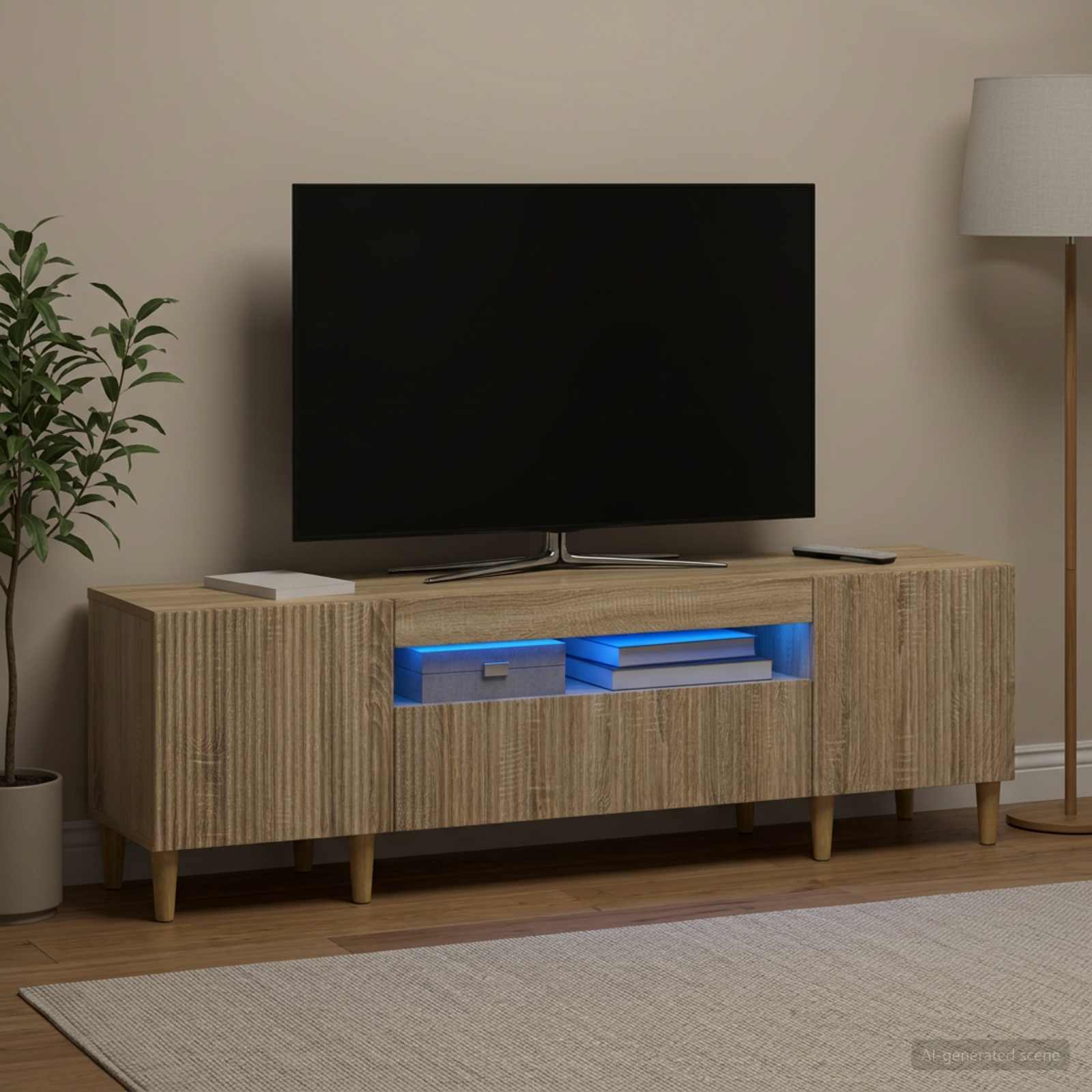 LED televizoriaus spintelė Sonoma ąžuolas Apdirbta mediena