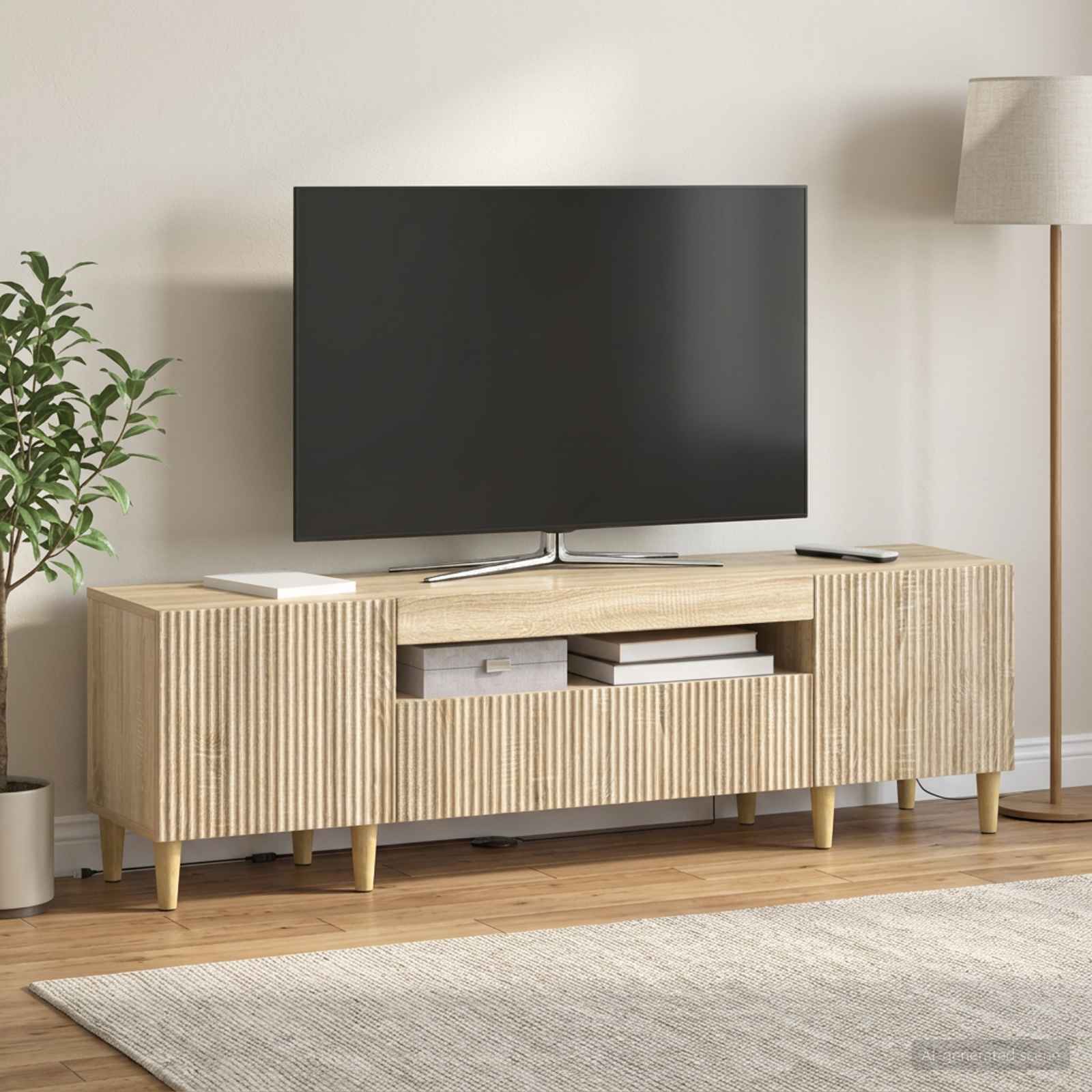 LED televizoriaus spintelė Sonoma ąžuolas Apdirbta mediena