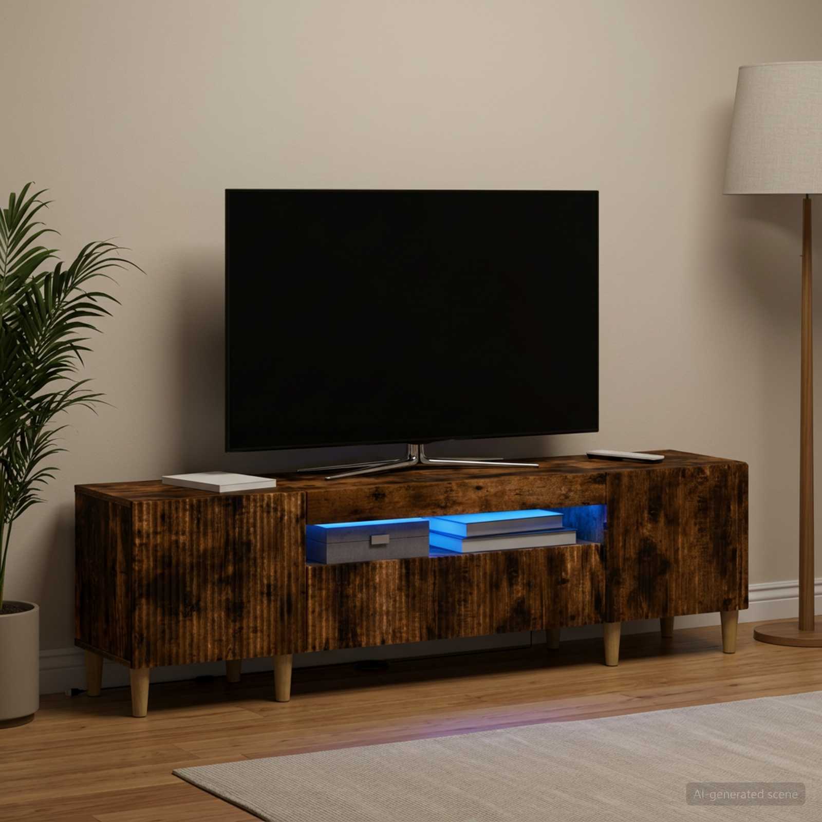 LED televizoriaus spintelė Dūminio ąžuolo Apdirbta mediena