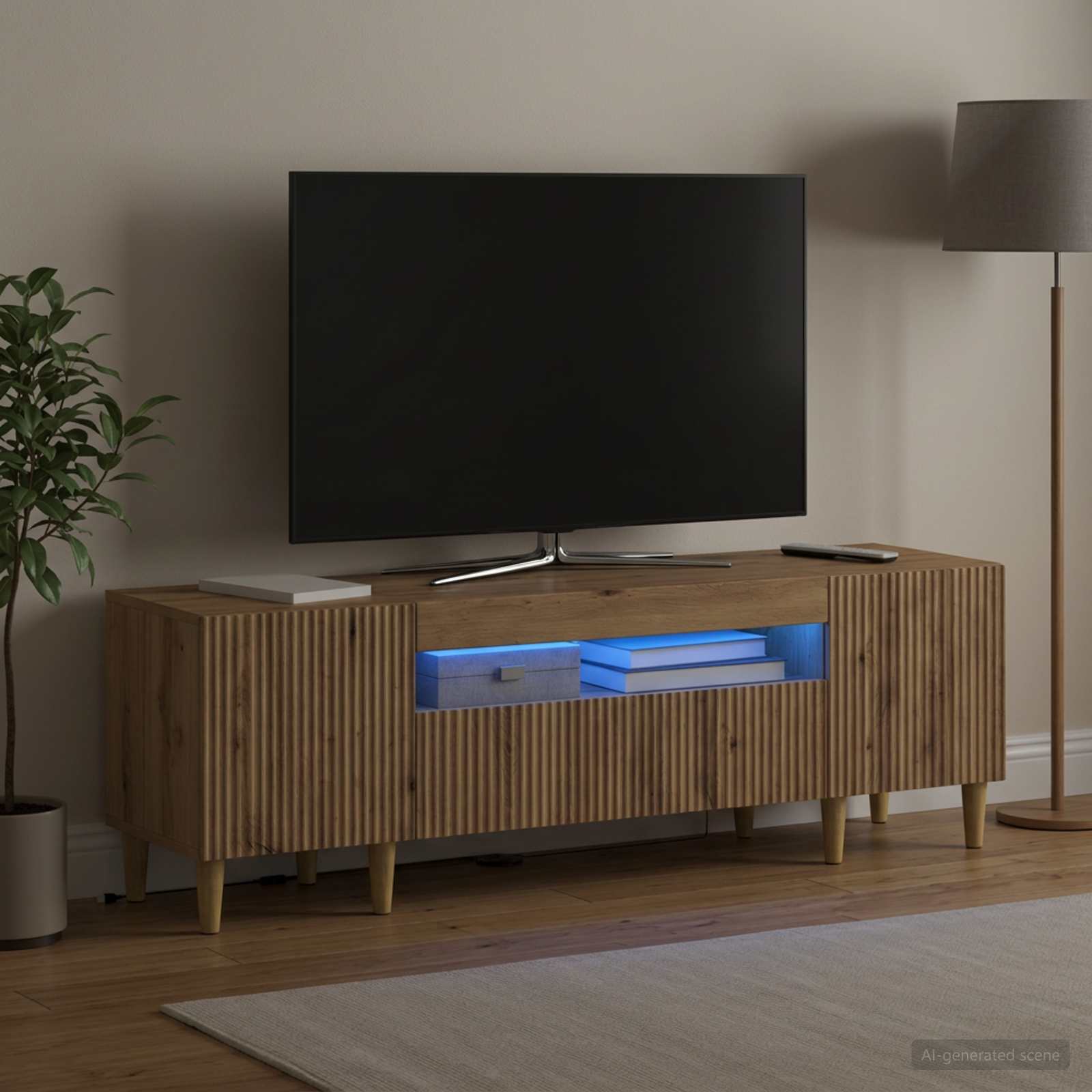 LED televizoriaus spintelė Artisano ąžuolo Apdirbta mediena