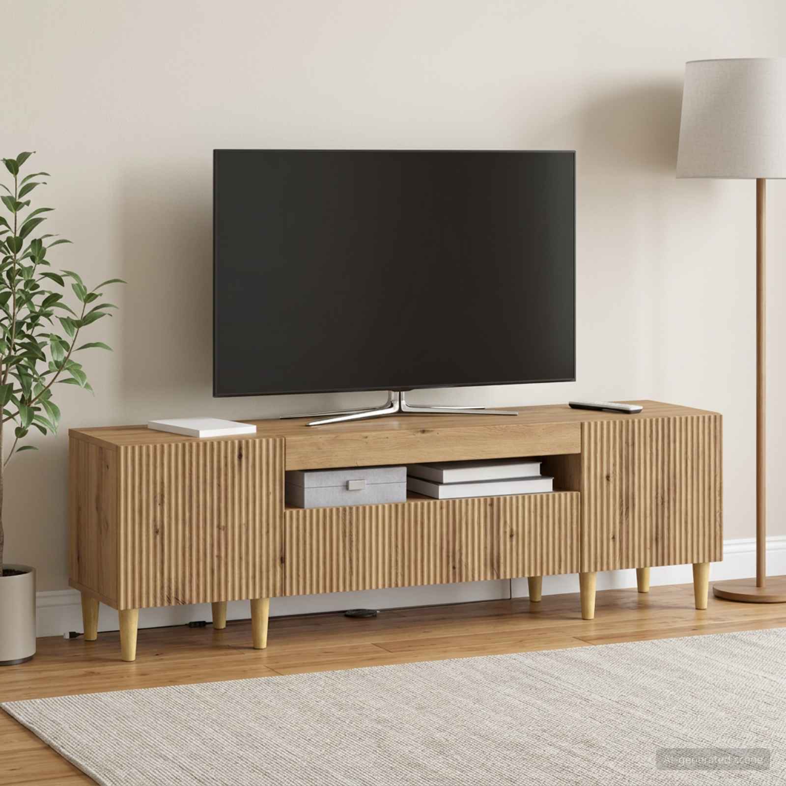 LED televizoriaus spintelė Artisano ąžuolo Apdirbta mediena
