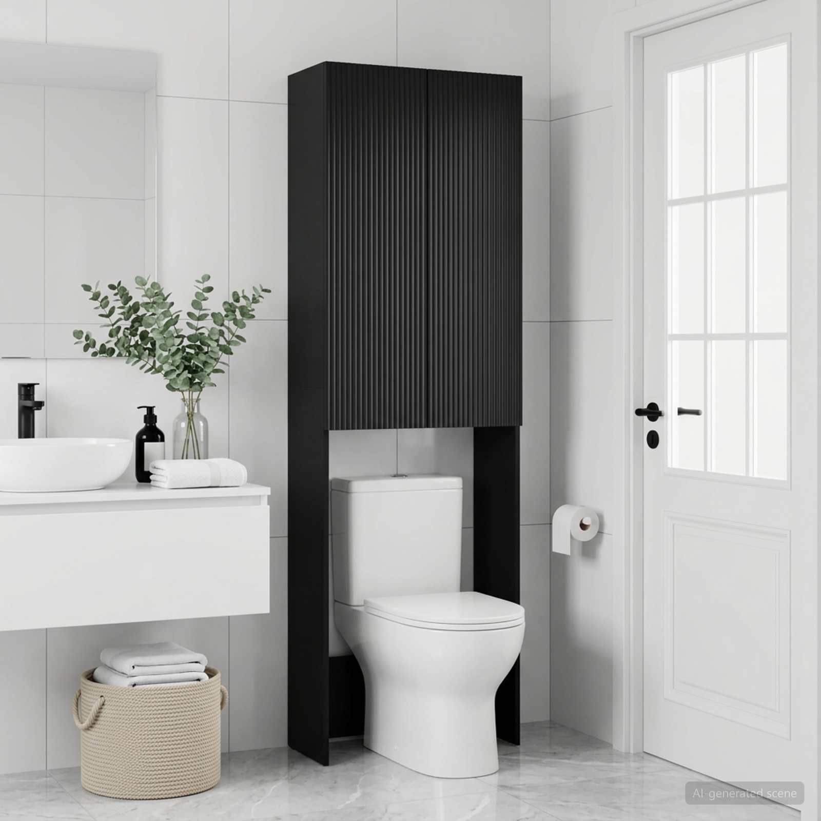 Tualeto spintelė ARNHEM Juoda 66 x 25,5 x 190 cm