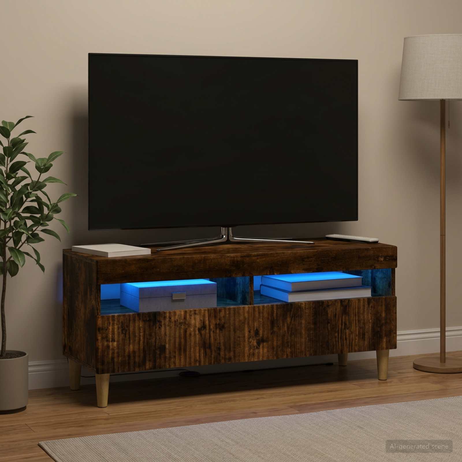 LED televizoriaus spintelė Dūminio ąžuolo Apdirbta mediena