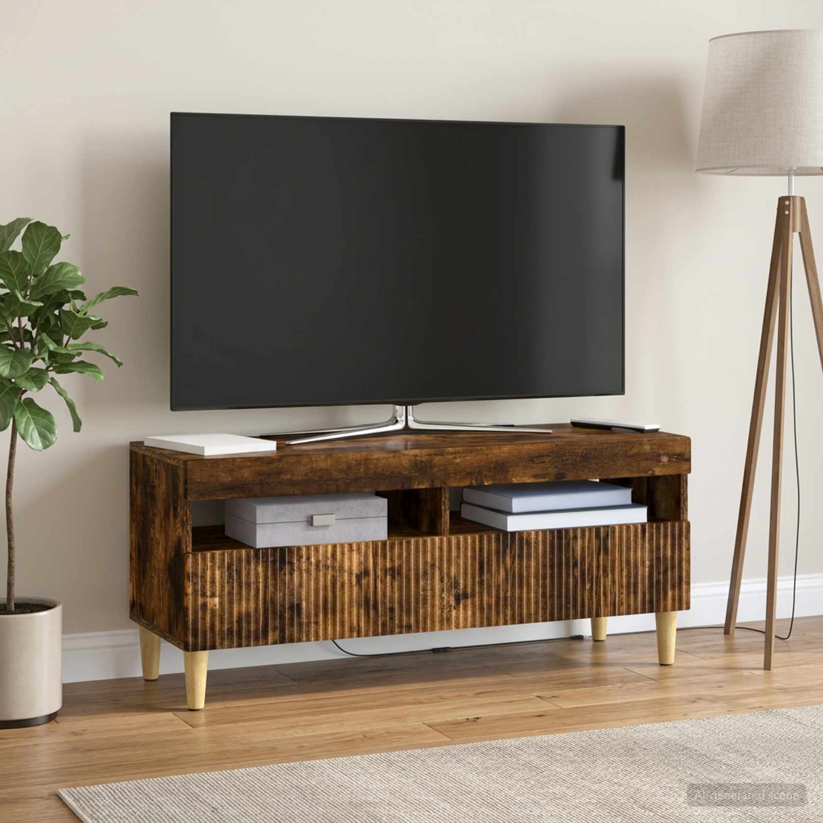 LED televizoriaus spintelė Dūminio ąžuolo Apdirbta mediena