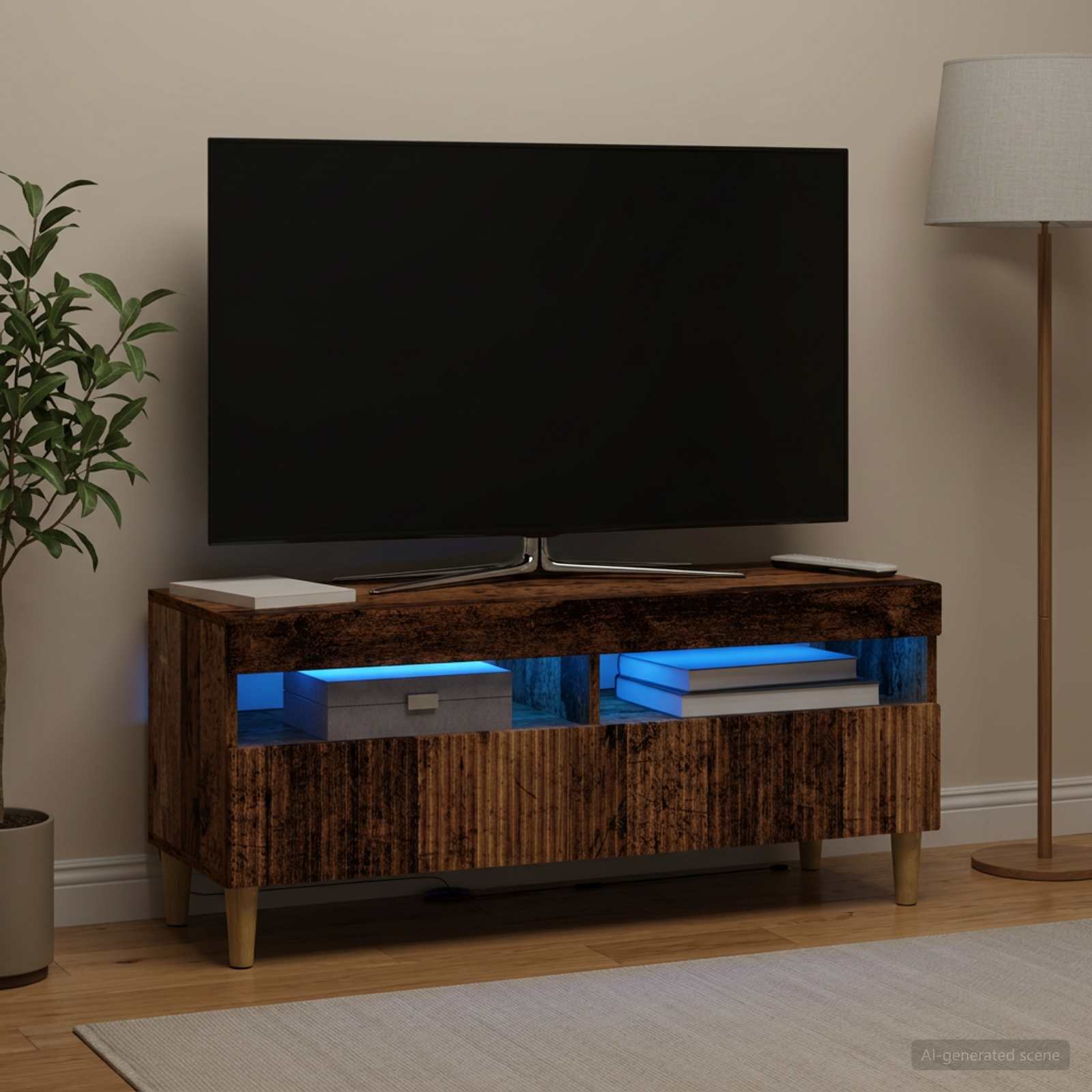 LED televizoriaus spintelė Sendintos medienos Apdirbta mediena