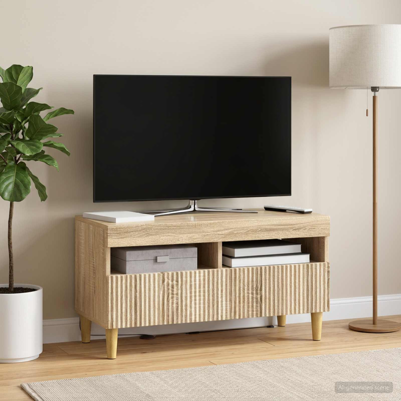 LED televizoriaus spintelė Sonoma ąžuolas Apdirbta mediena