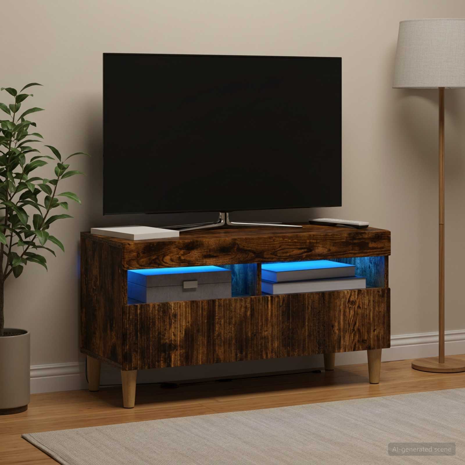 LED televizoriaus spintelė Dūminio ąžuolo Apdirbta mediena