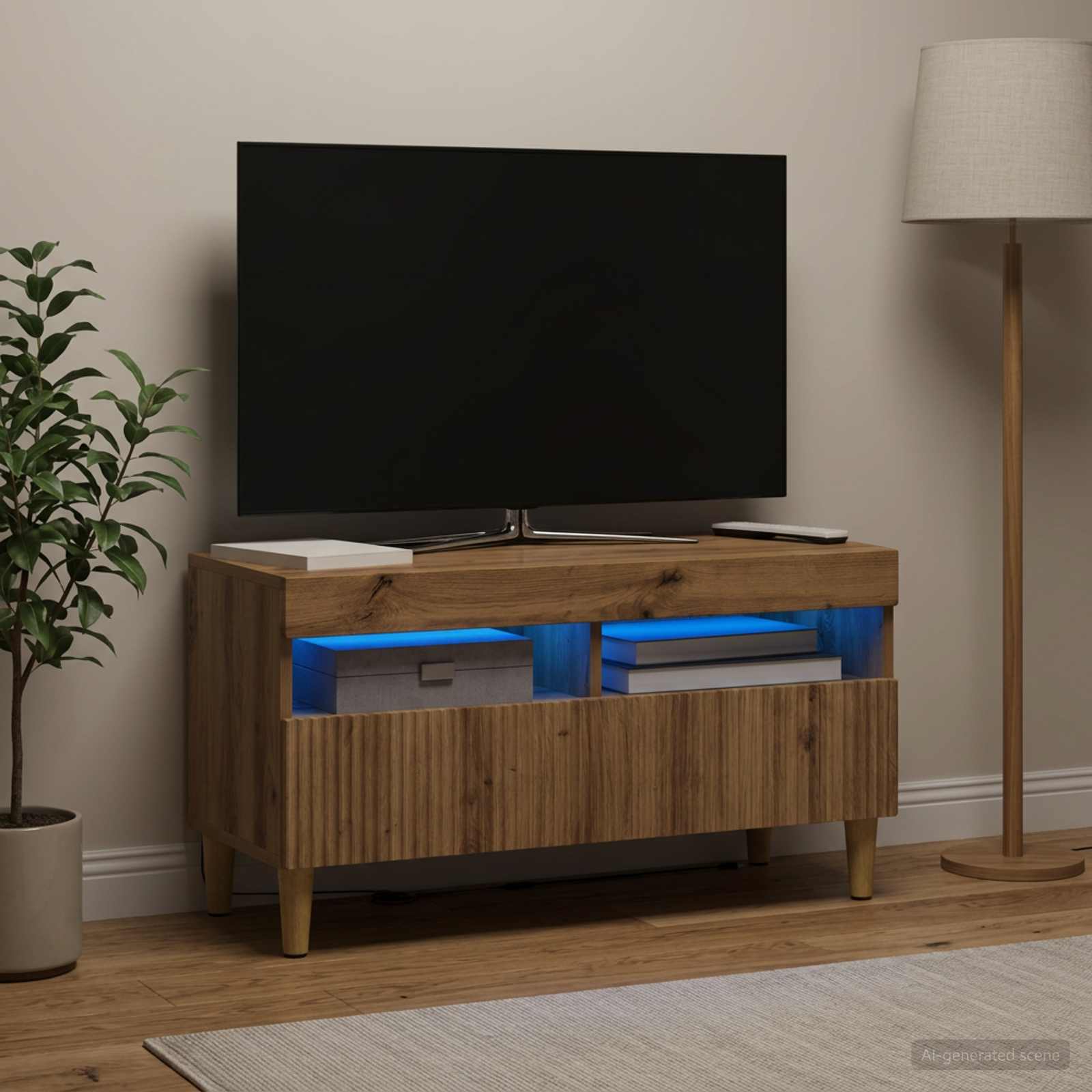 LED televizoriaus spintelė Artisano ąžuolo Apdirbta mediena