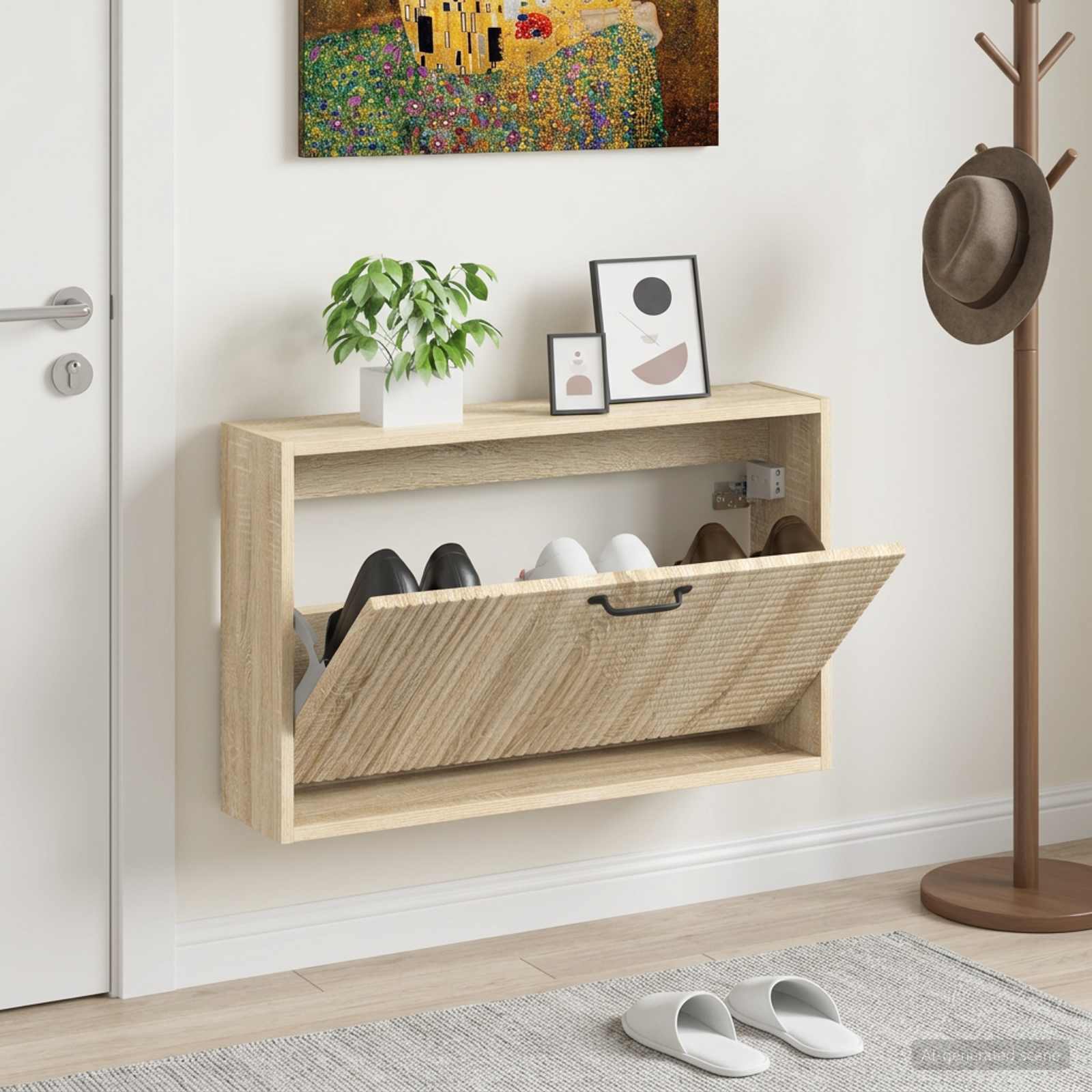 Sieninis batų kabinetas HAARLEM 71 x 17 x 43 cm Sonoma ąžuolas