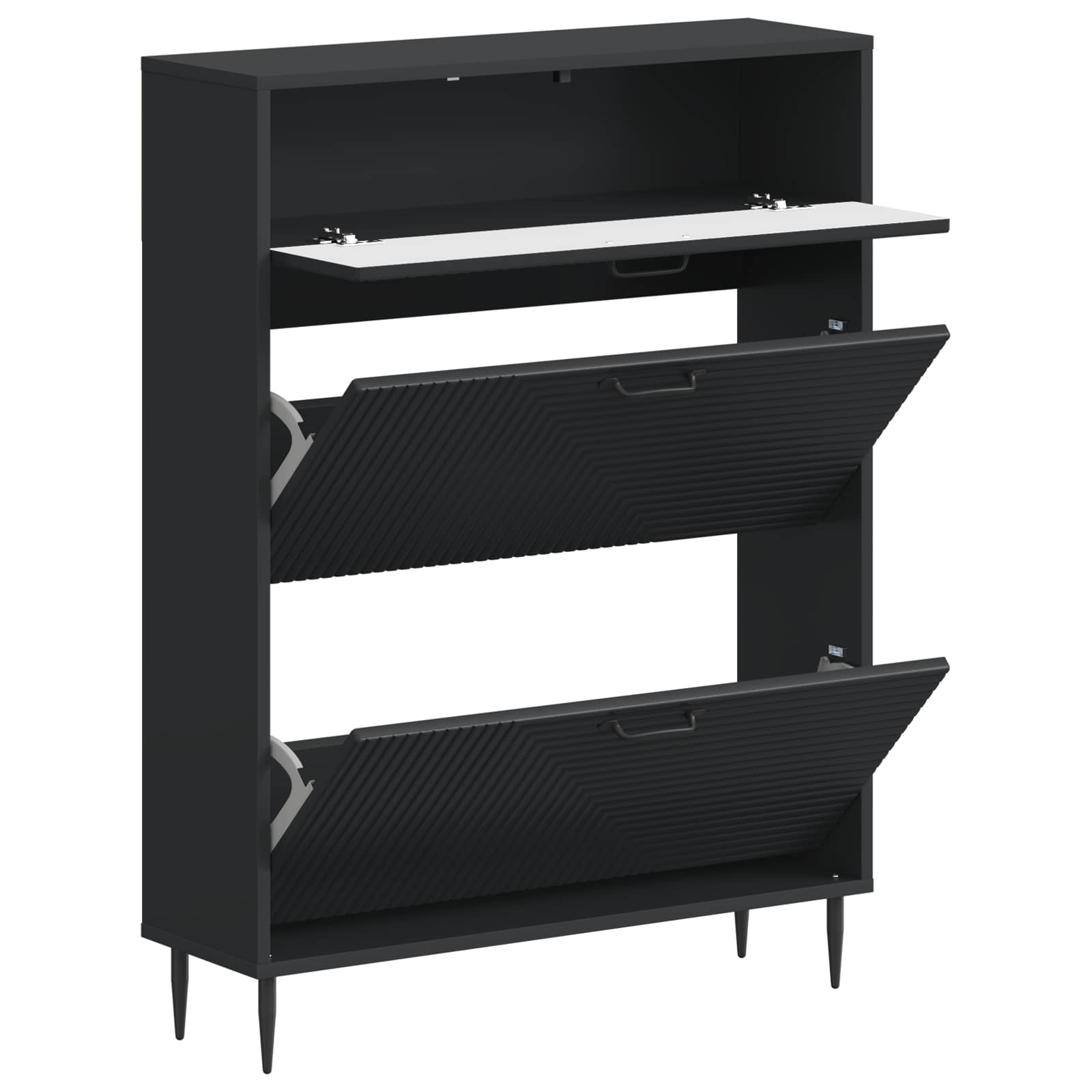Batu skrynia HAARLEM 78 x 24 x 103 cm Apdirbta mediena Juoda