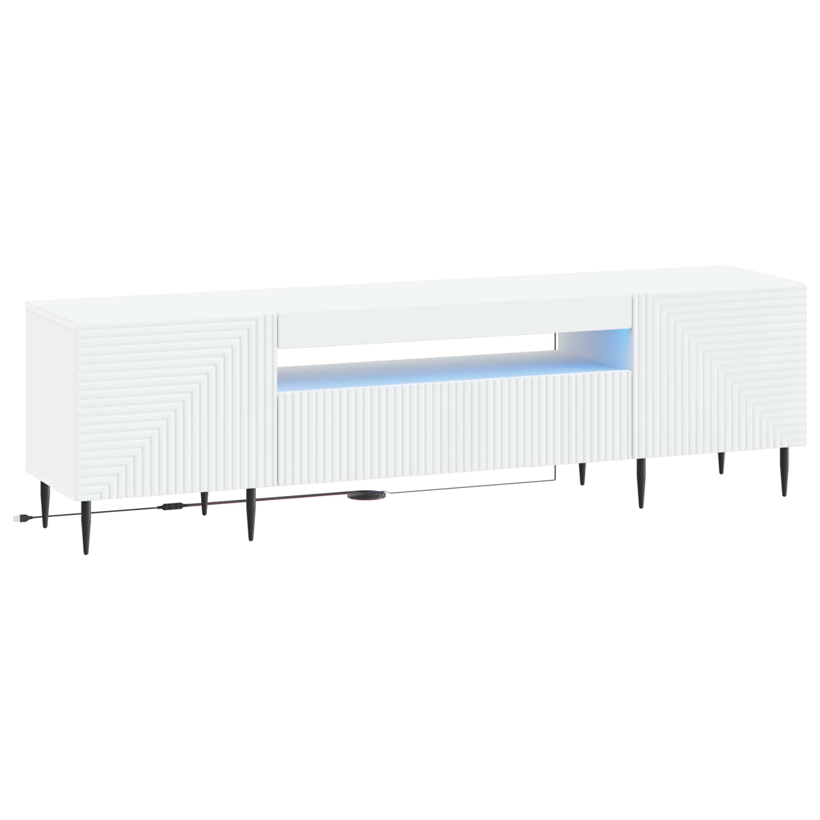 LED televizoriaus spintelė Balta Apdirbta mediena
