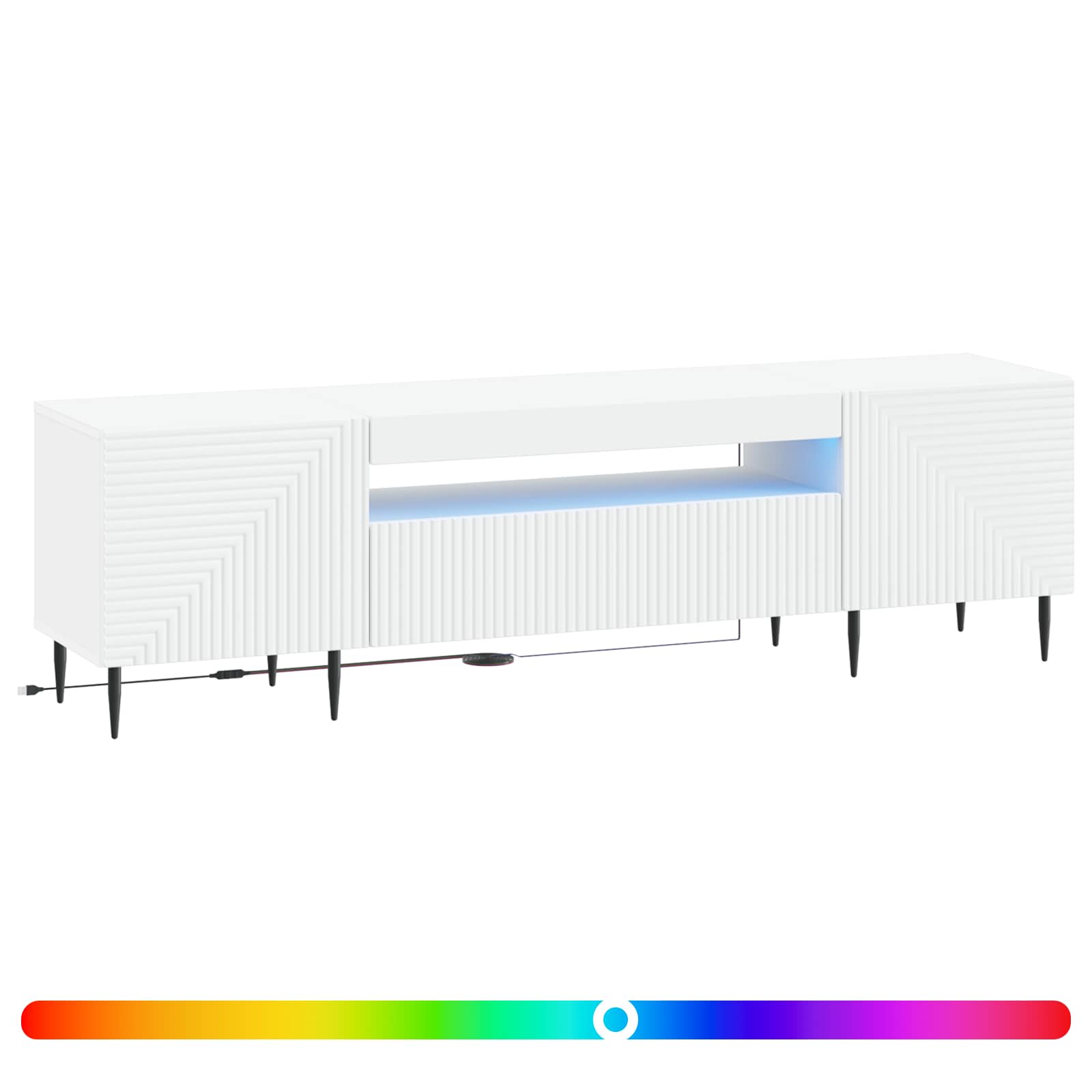 LED televizoriaus spintelė Balta Apdirbta mediena