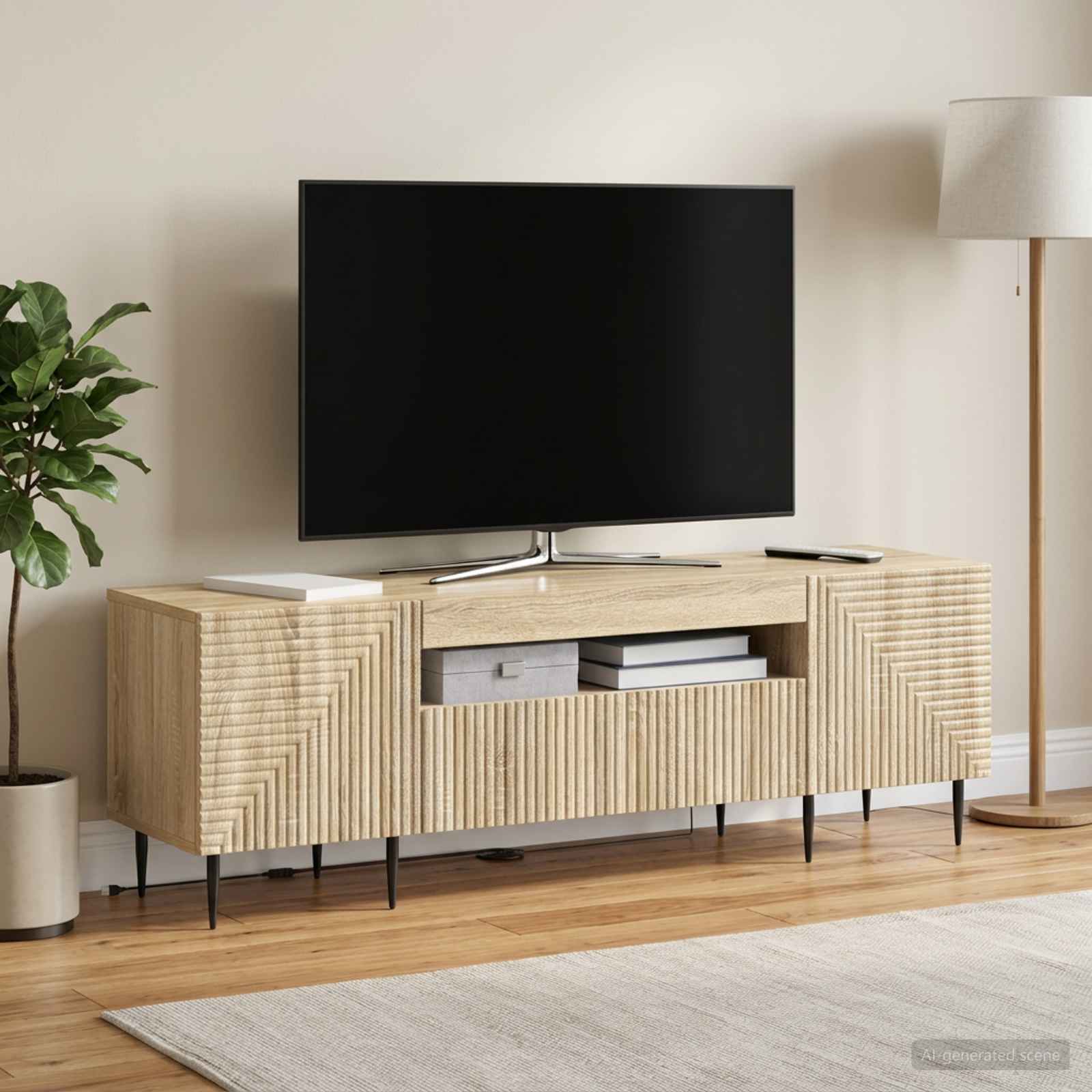 LED televizoriaus spintelė Sonoma ąžuolas Apdirbta mediena