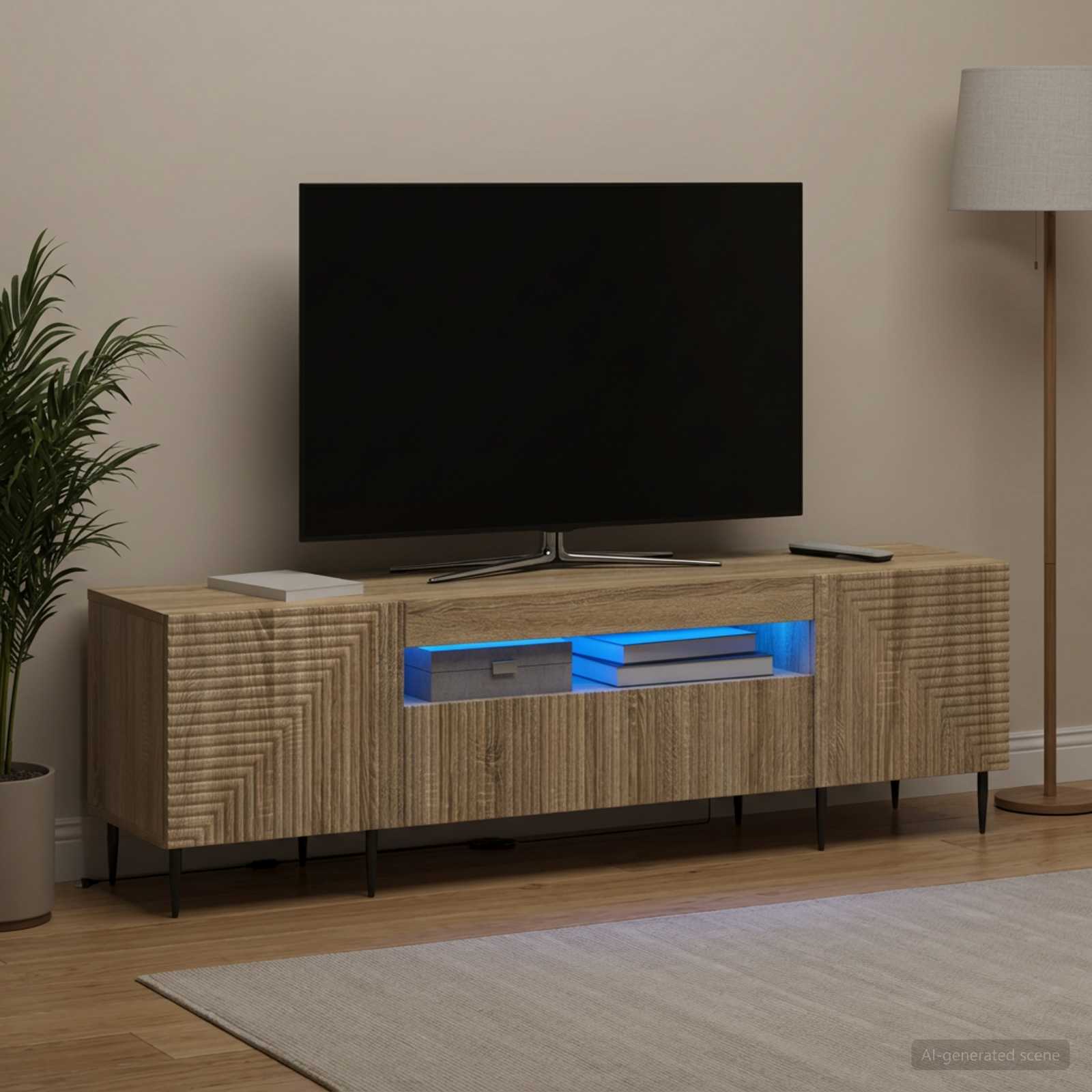 LED televizoriaus spintelė Sonoma ąžuolas Apdirbta mediena