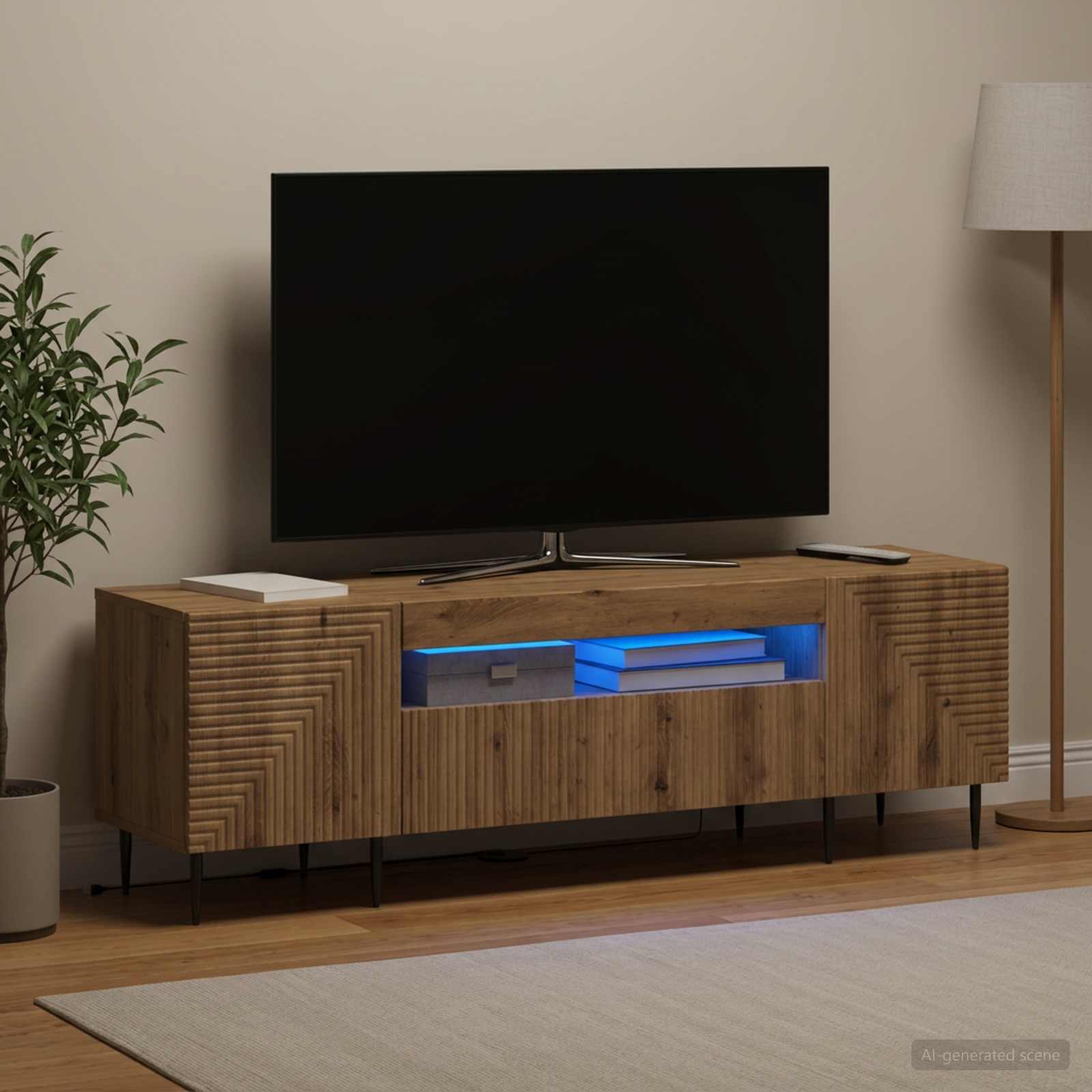 LED televizoriaus spintelė Artisano ąžuolo Apdirbta mediena