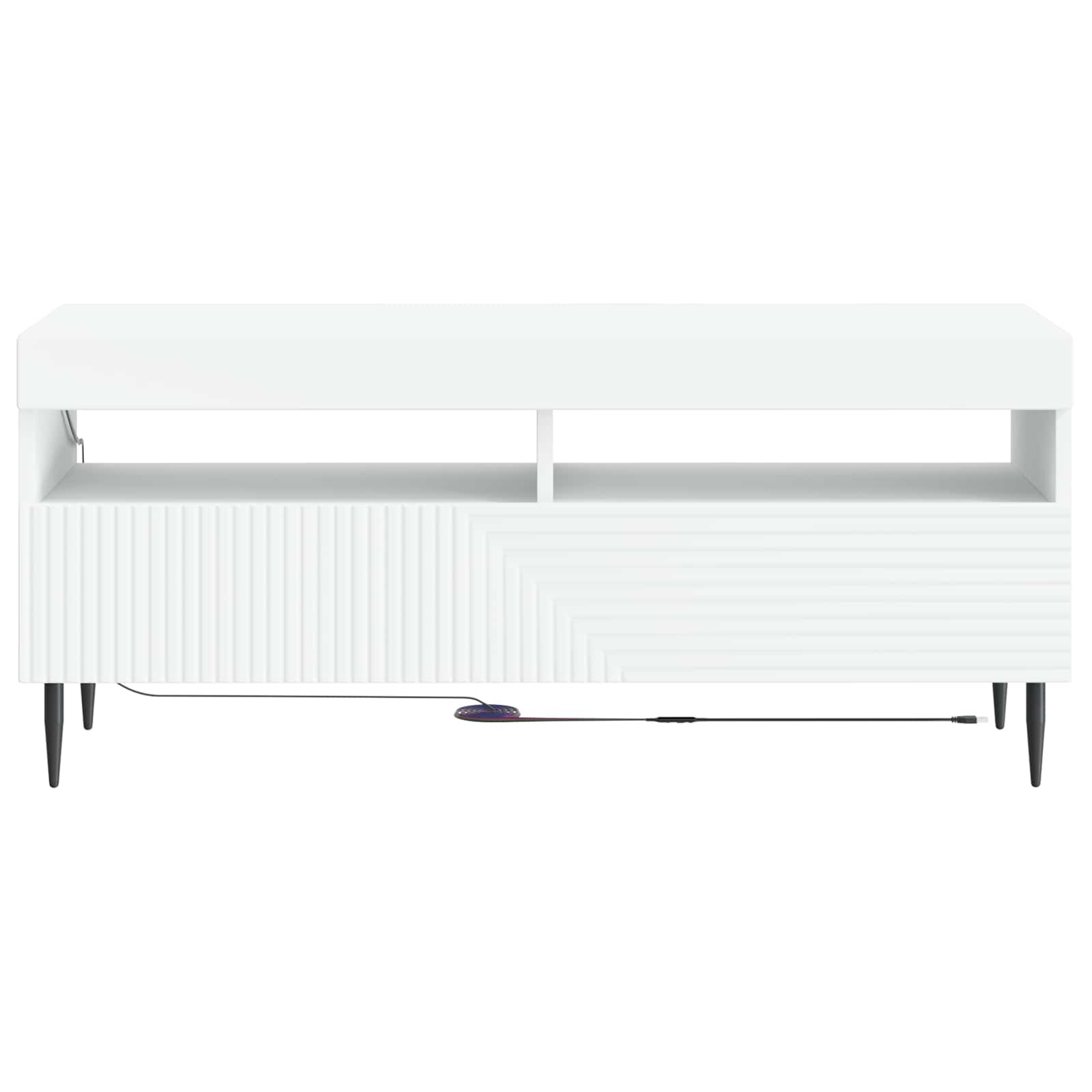 LED televizoriaus spintelė Balta Apdirbta mediena